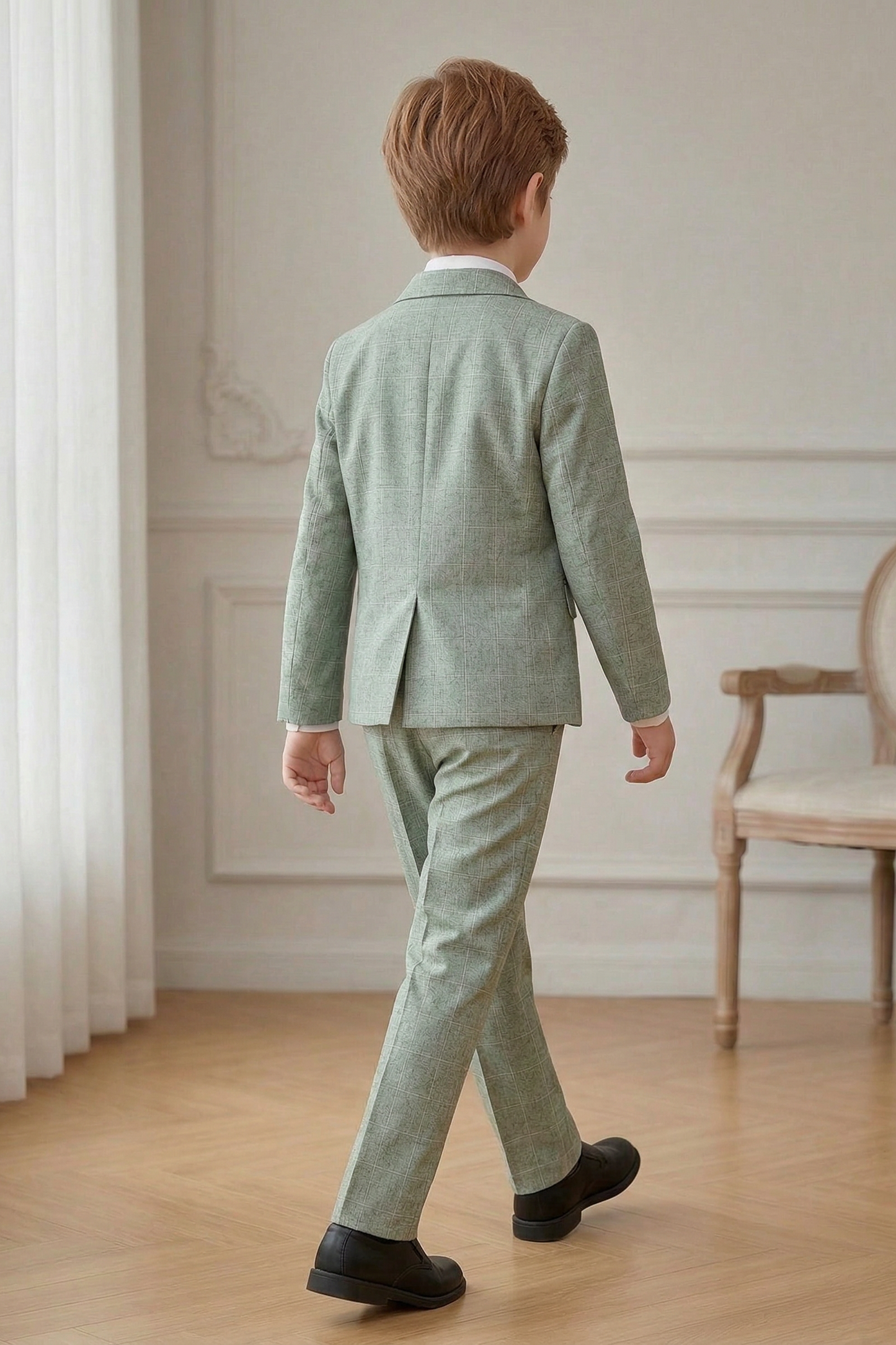 Matcha Green Checkered Single Breasted Suit 2-piece set