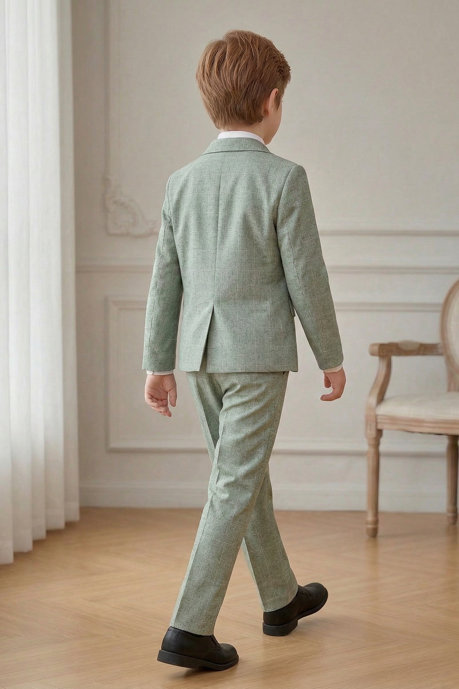 Matcha Green Checkered Single Breasted Suit 2-piece set