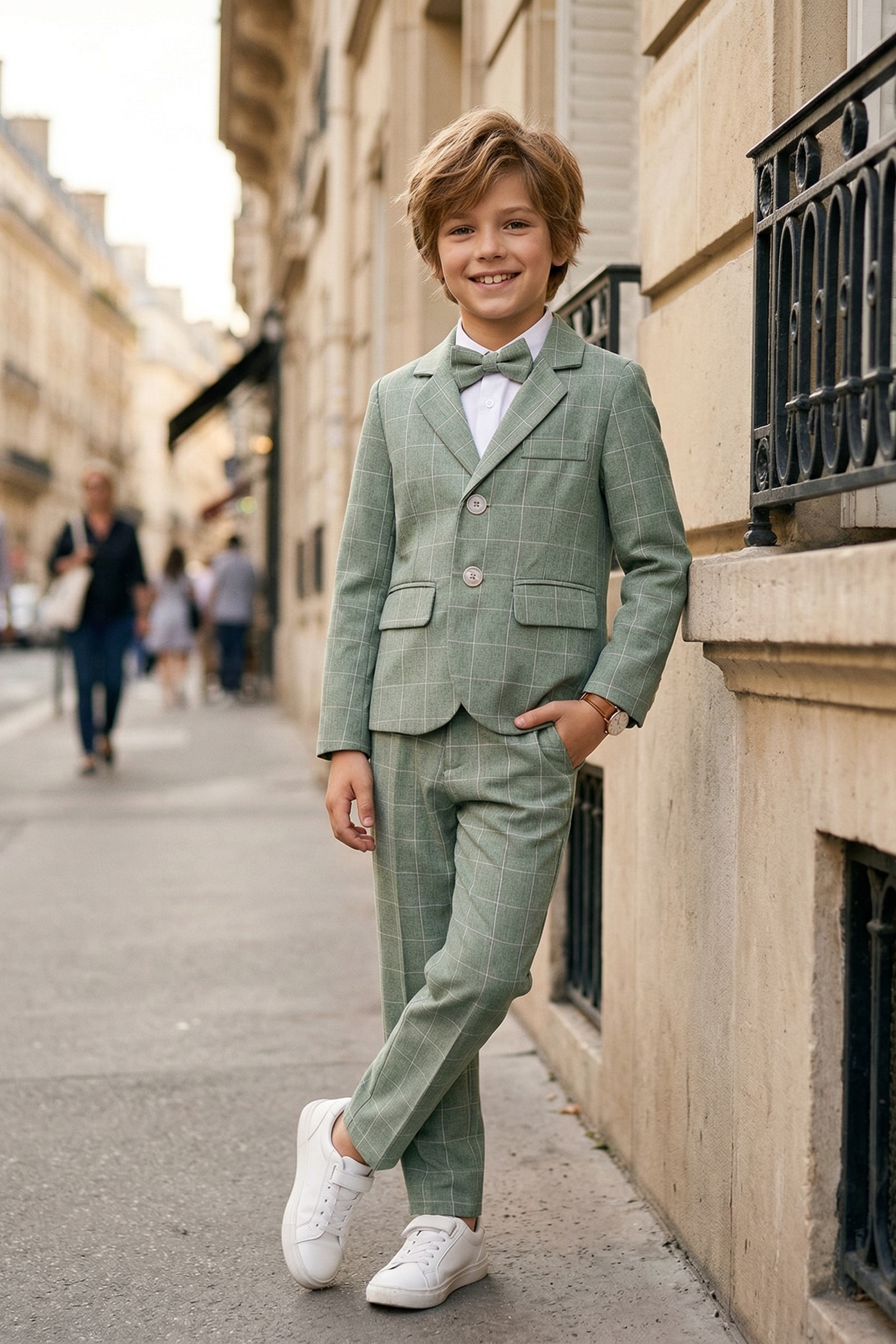 Matcha Green Checkered Single Breasted Suit 2-piece set