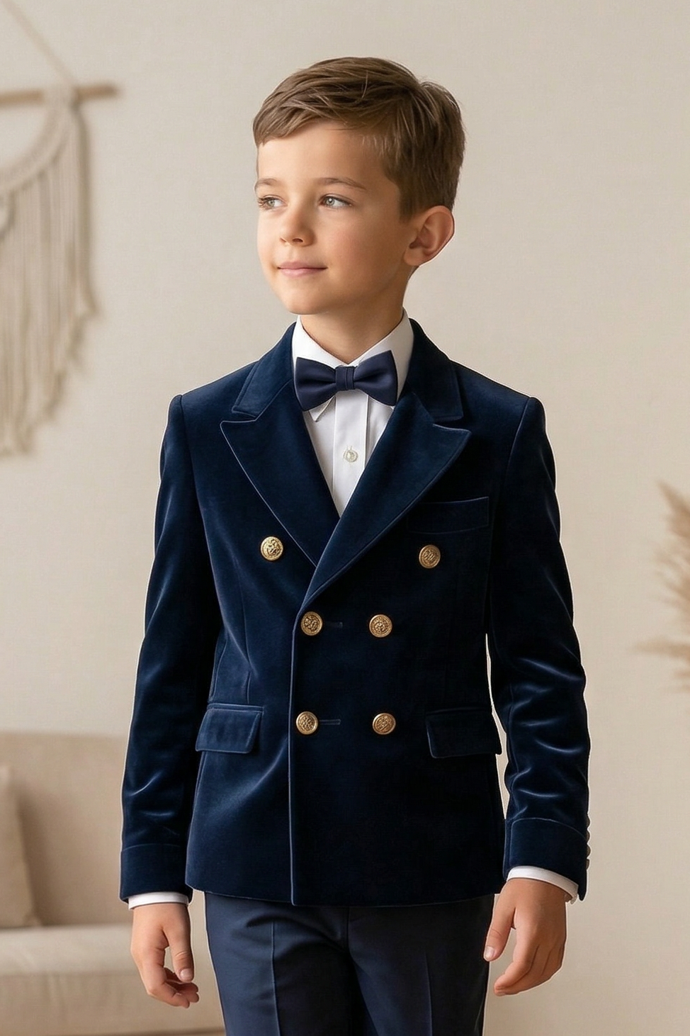 Deep Blue Velvet Double Row Suit