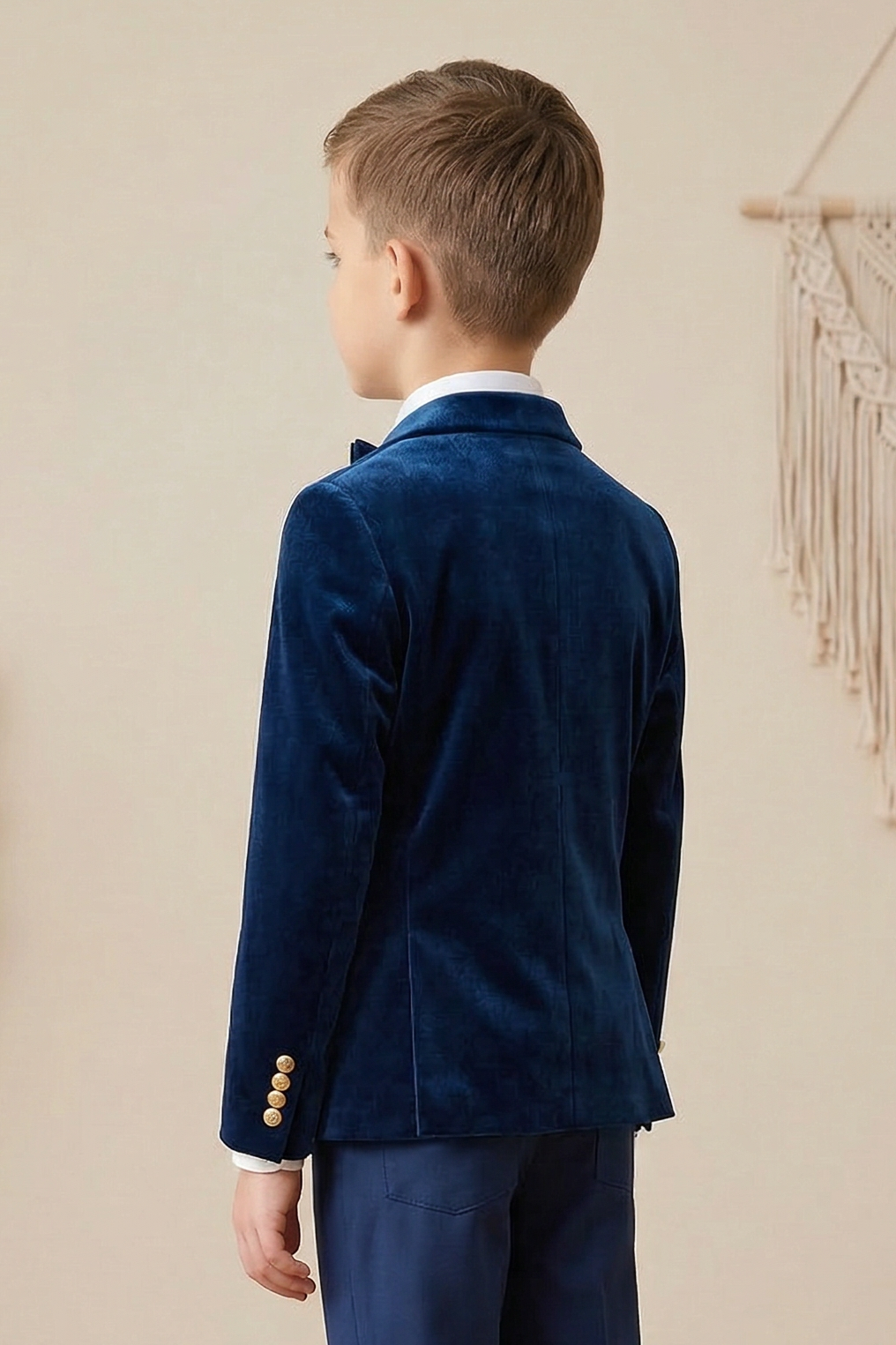 Deep Blue Velvet Double Row Suit
