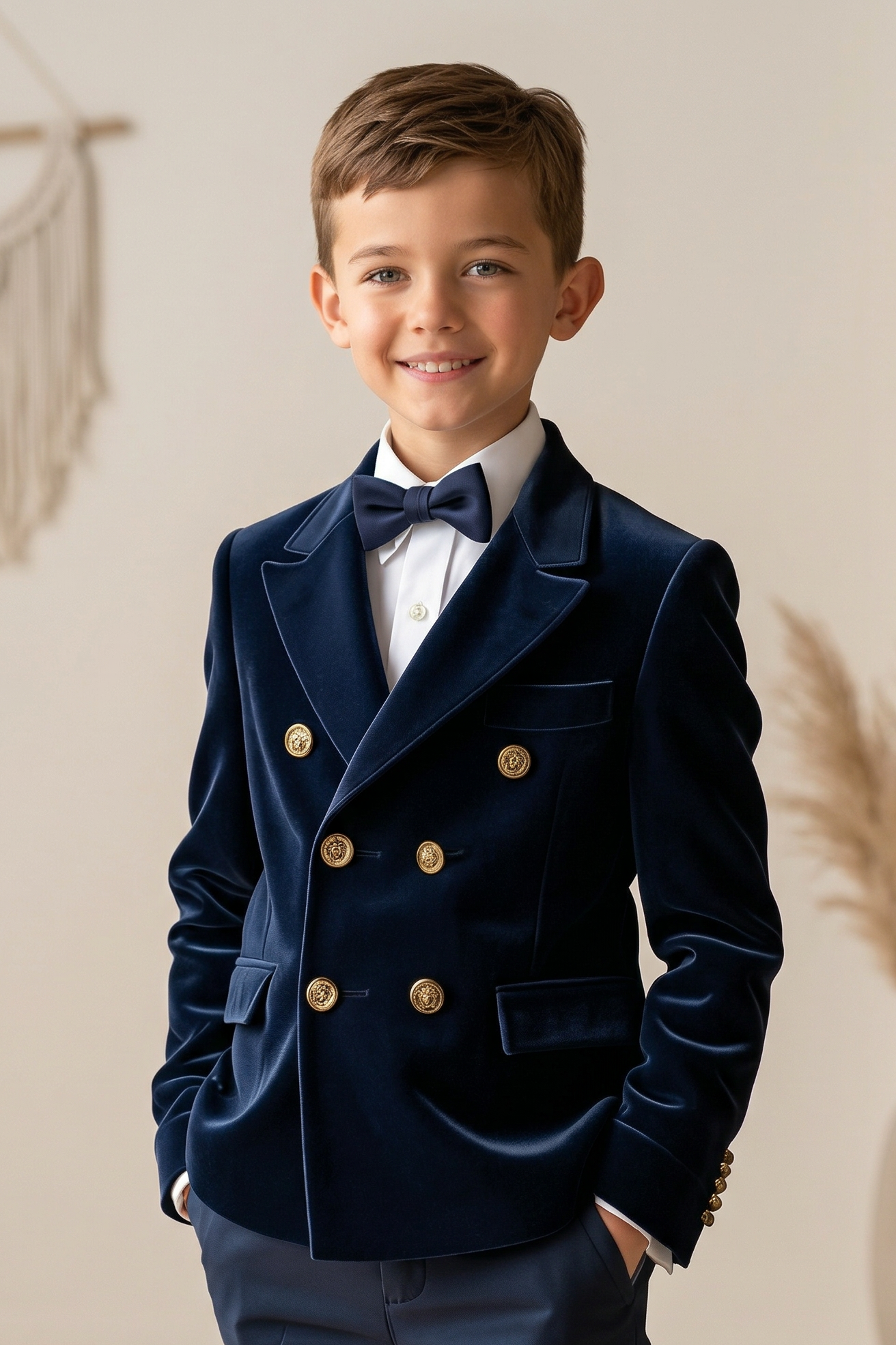 Deep Blue Velvet Double Row Suit