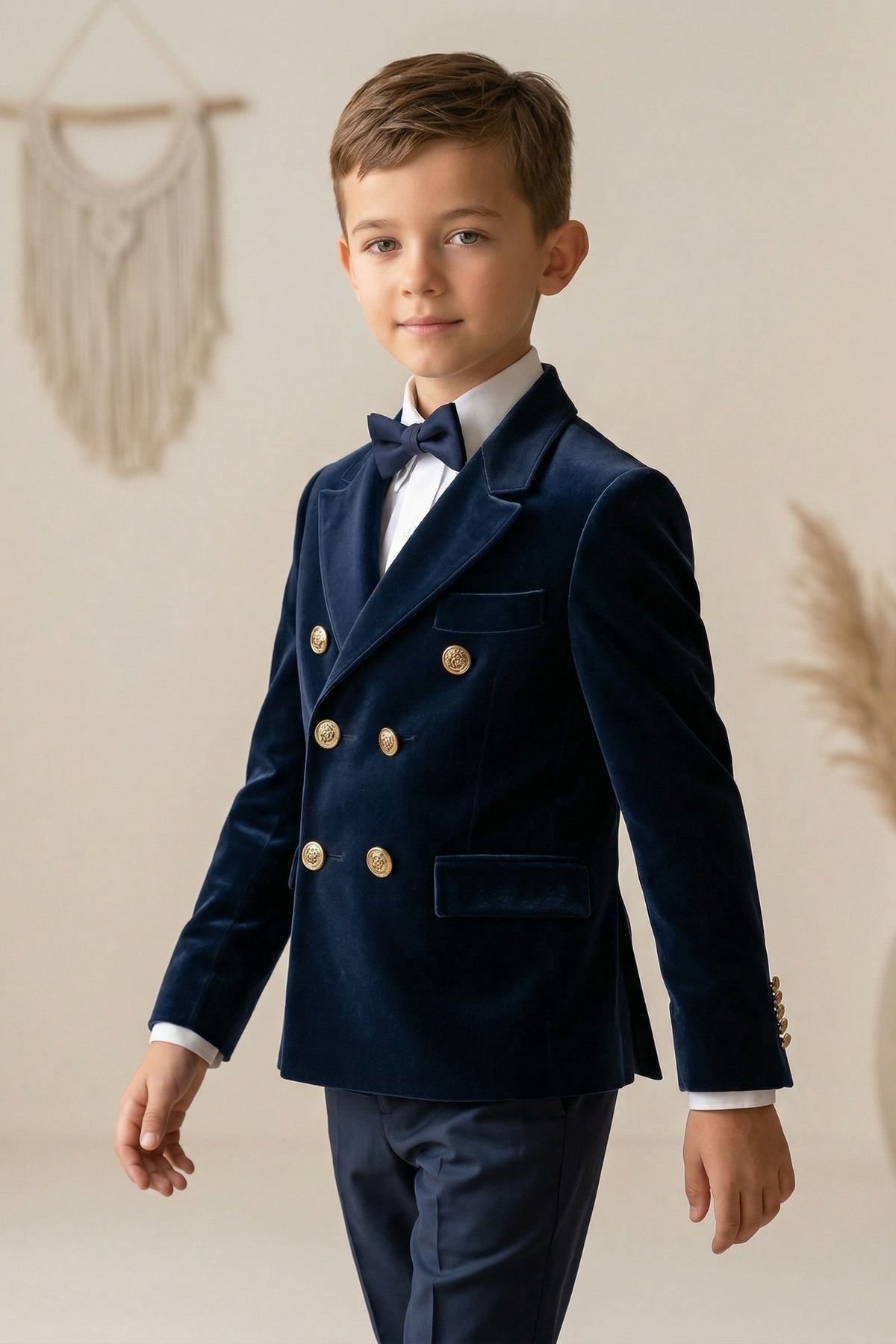 Deep Blue Velvet Double Row Suit