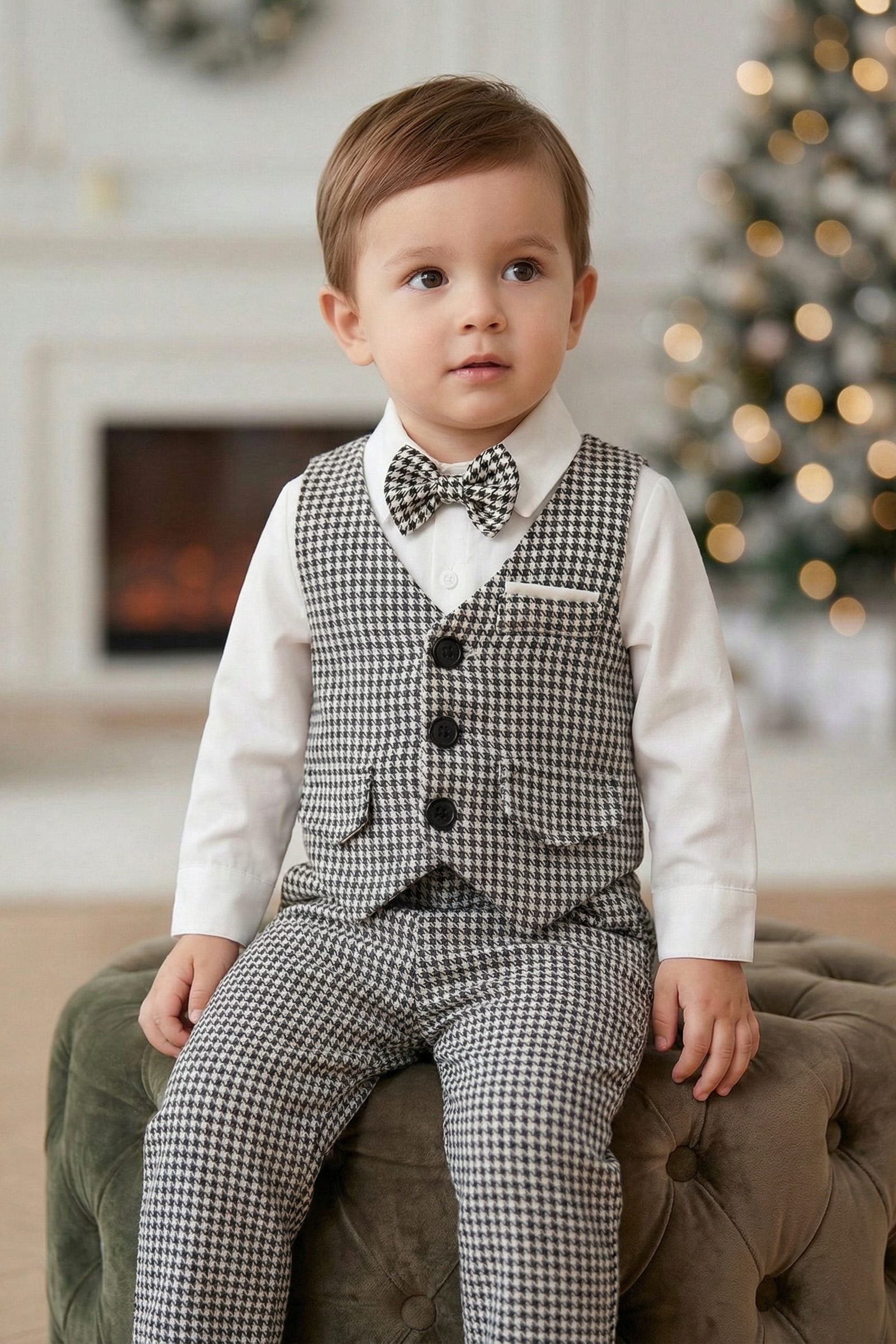 Black White Thousand Bird Grid 2-Piece Set