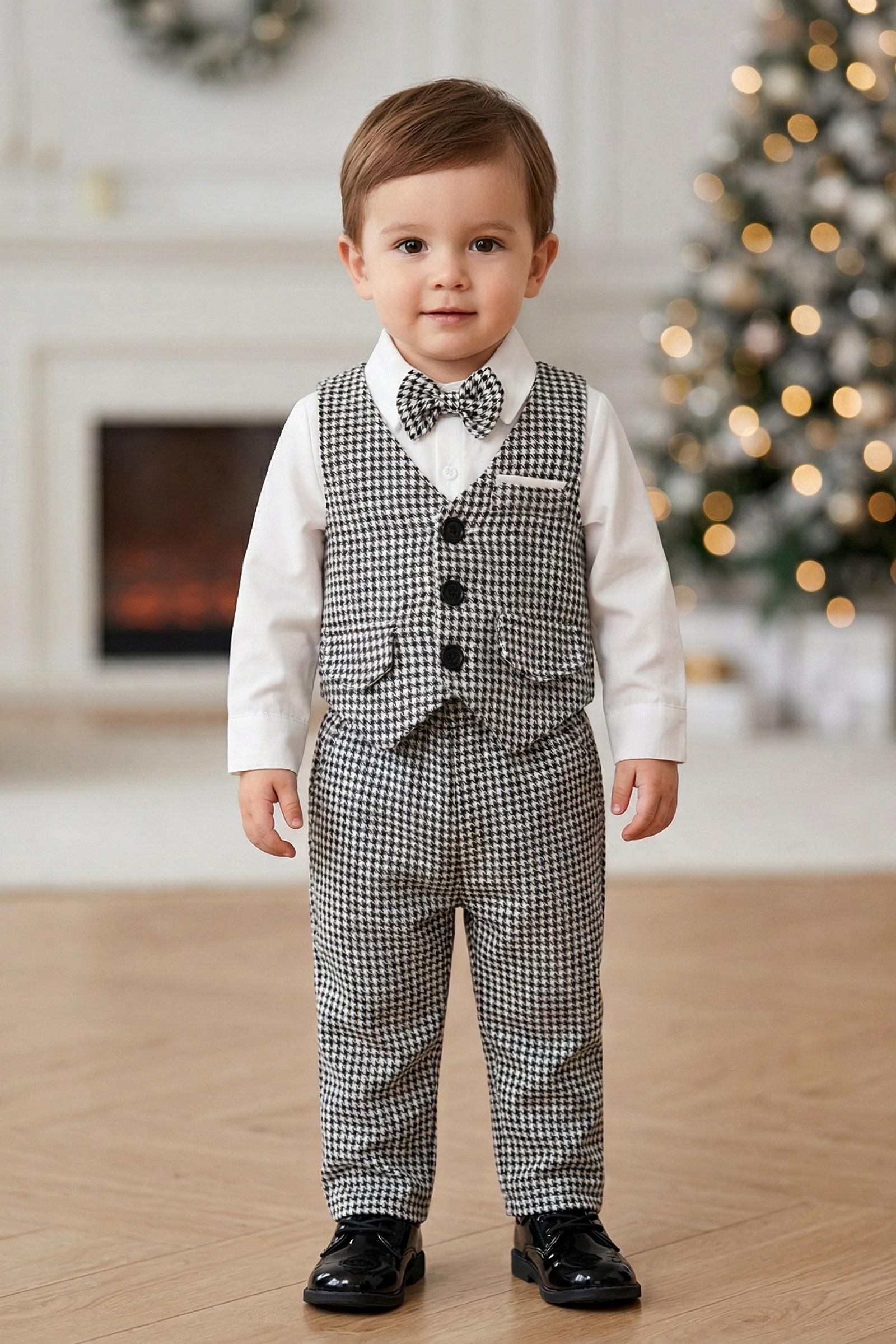 Black White Thousand Bird Grid 2-Piece Set
