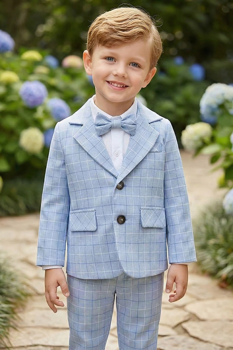 Boys Light Blue Windowpane Check 2-Piece Suit