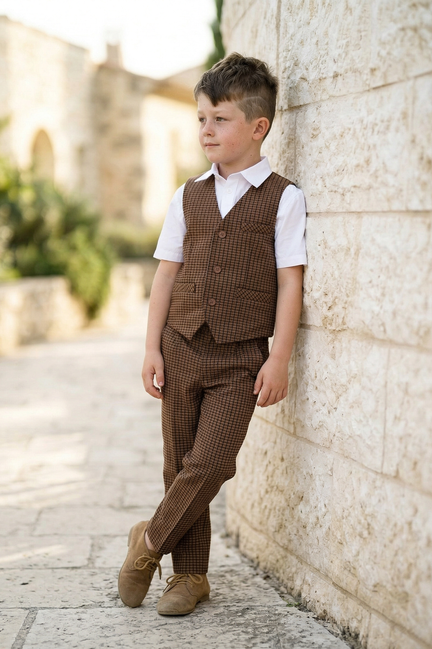 Brown Plaid 2-Piece Set