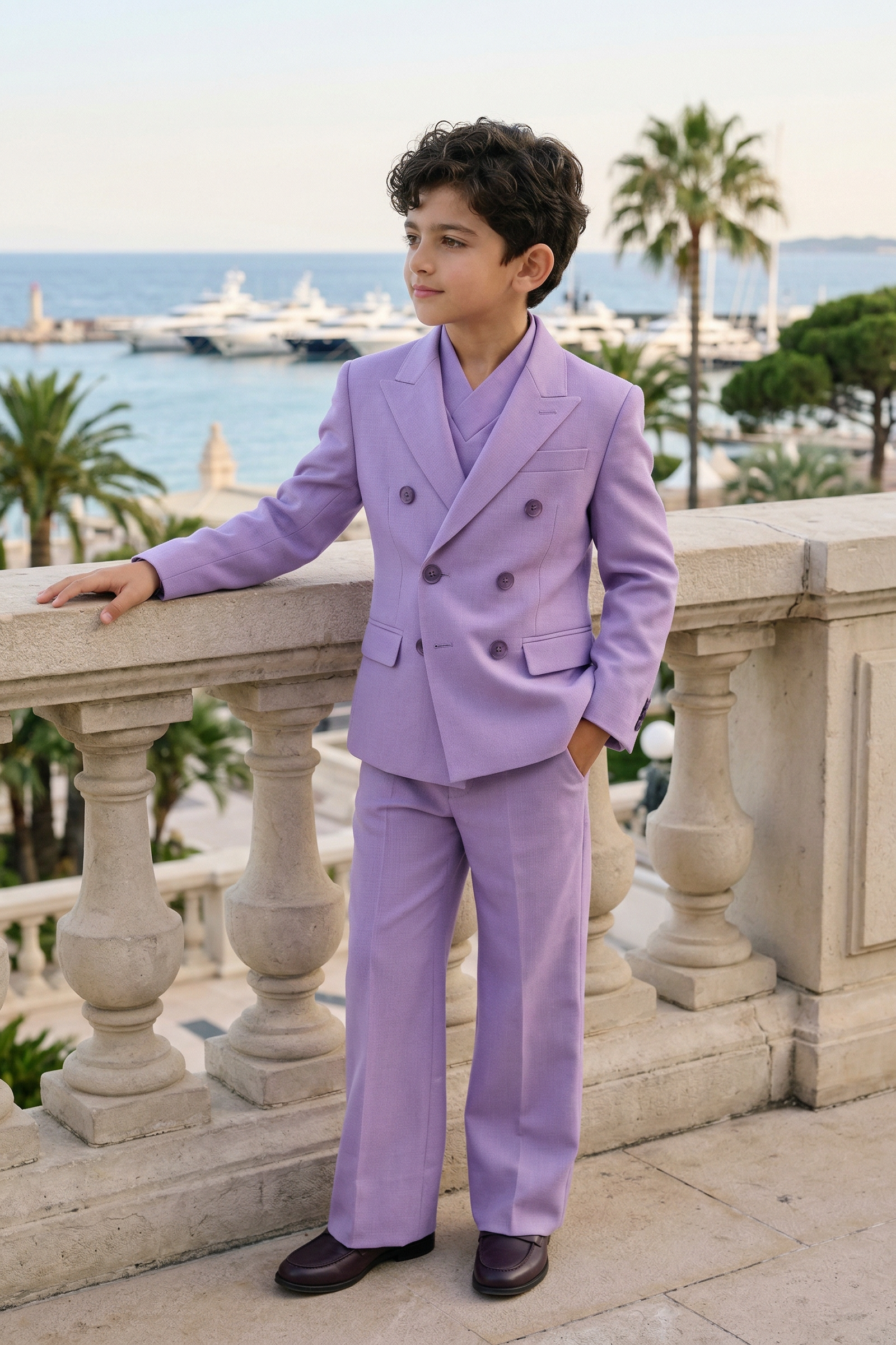 Light Purple Double-Breasted 3-Piece Suit