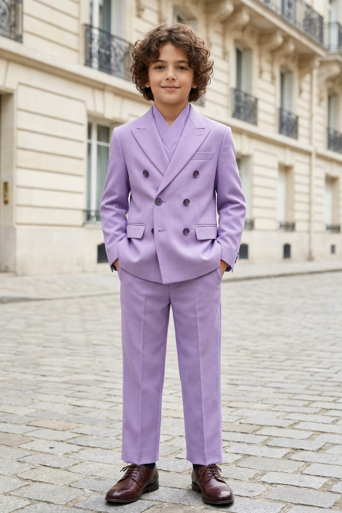 Light Purple Double-Breasted 3-Piece Suit