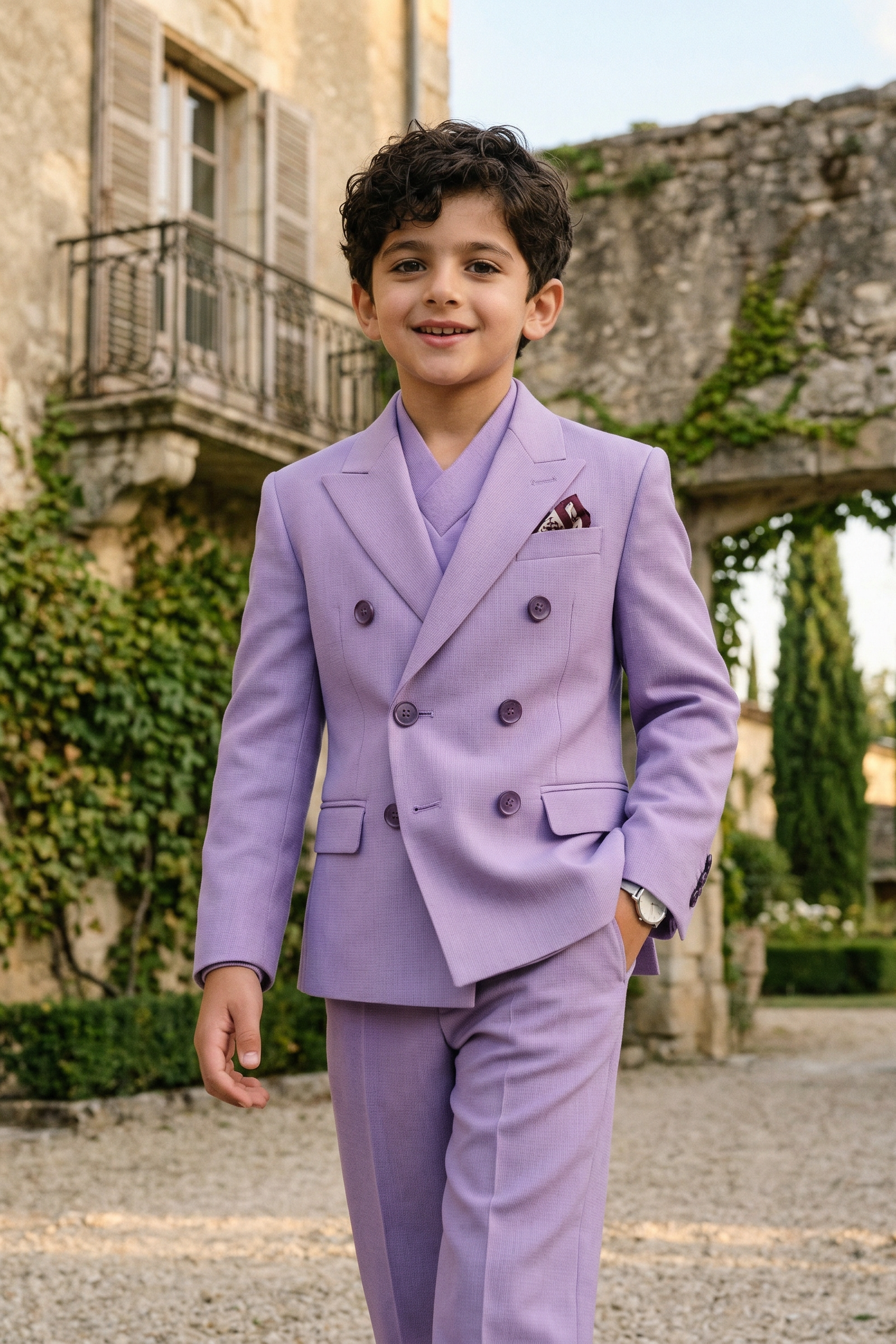 Light Purple Double-Breasted 3-Piece Suit