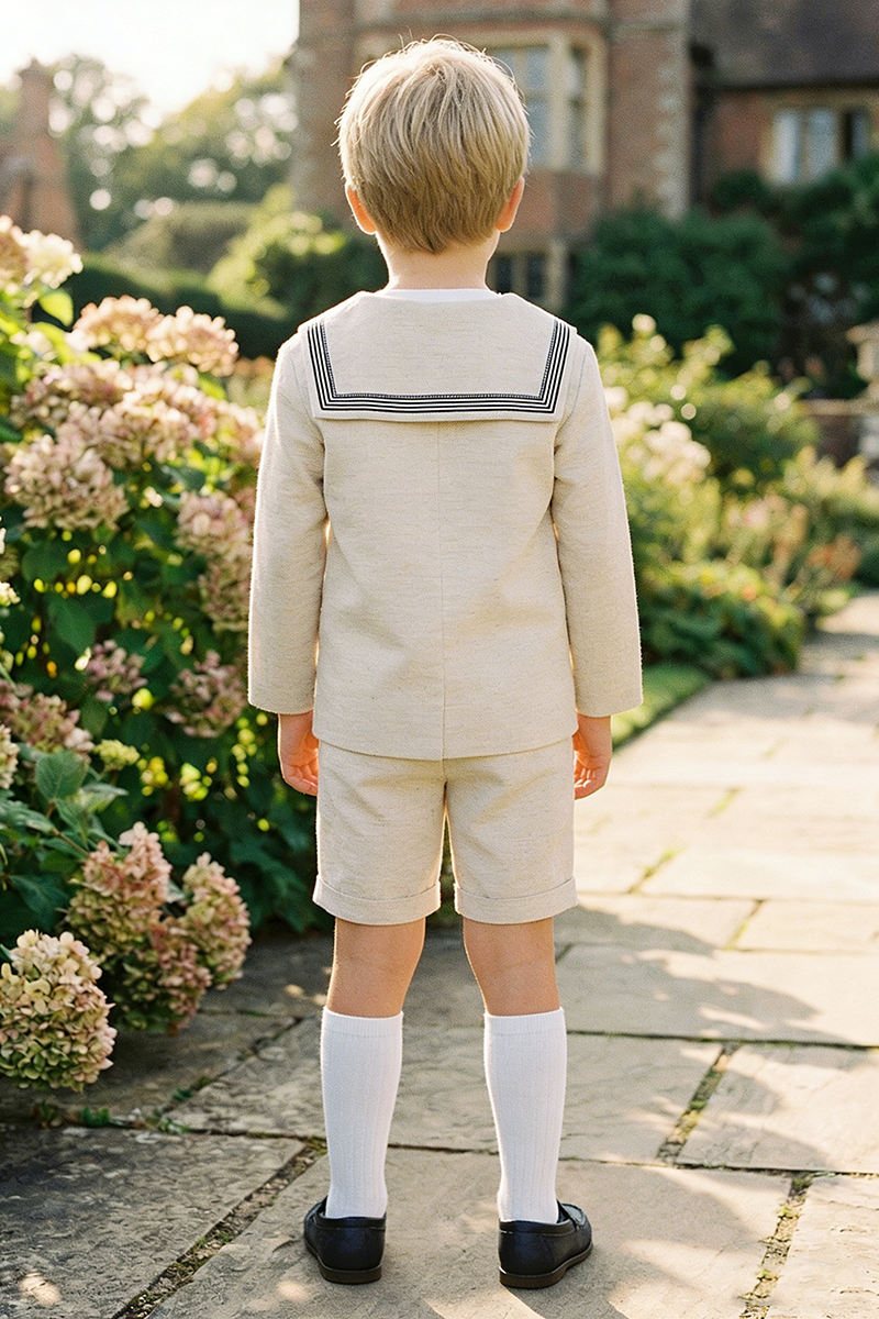 Boys Oatmeal Linen Blend 2-piece Set