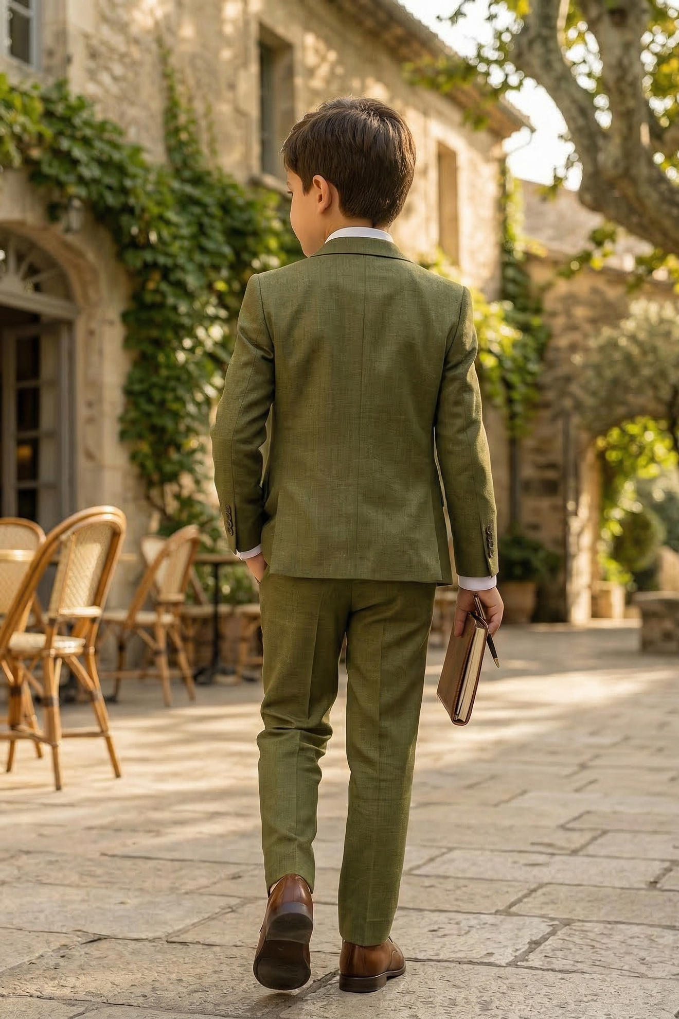 Army Green Single-Breasted 3-Piece Suit