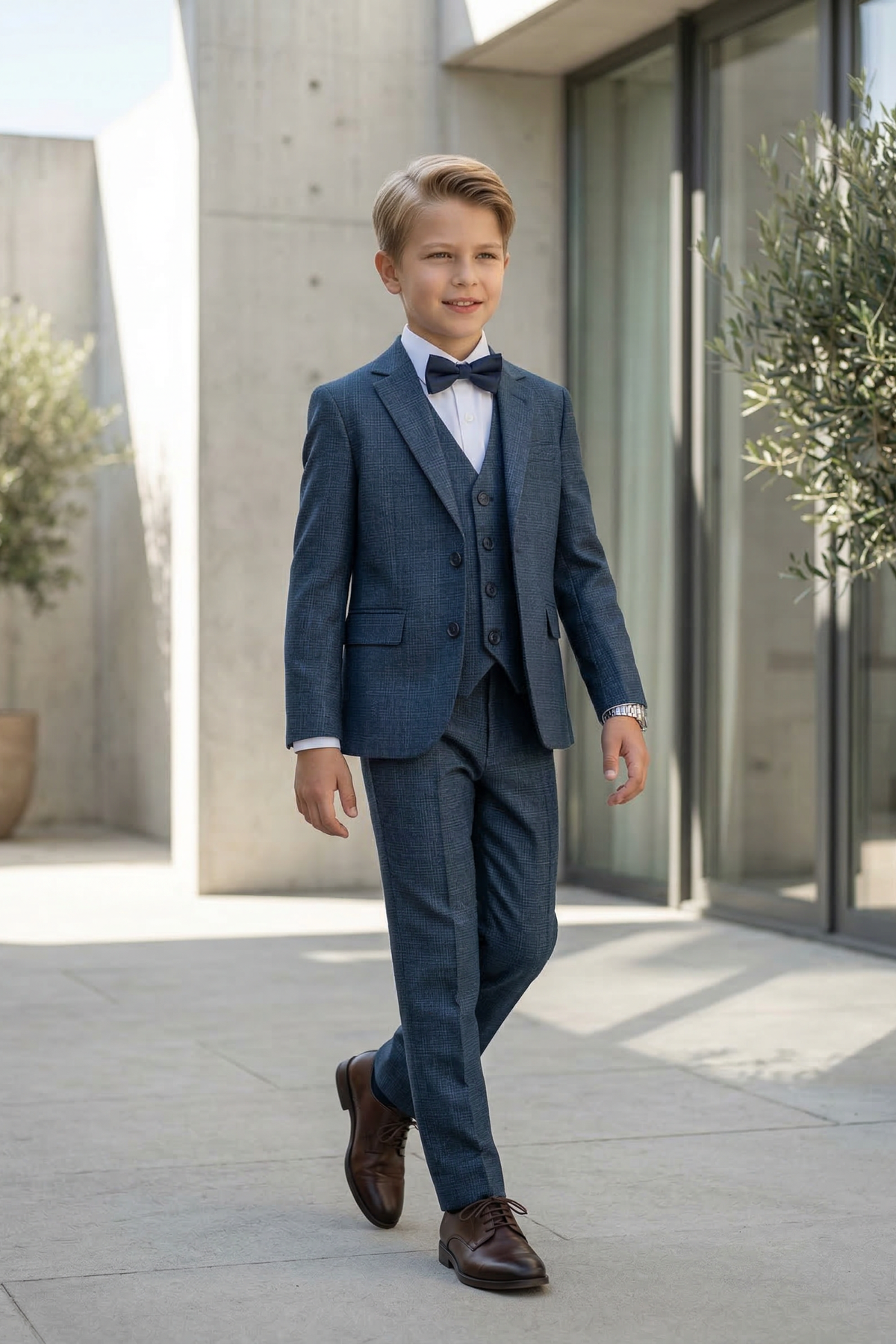 Navy Blue Single-Breasted 3-Piece Suit