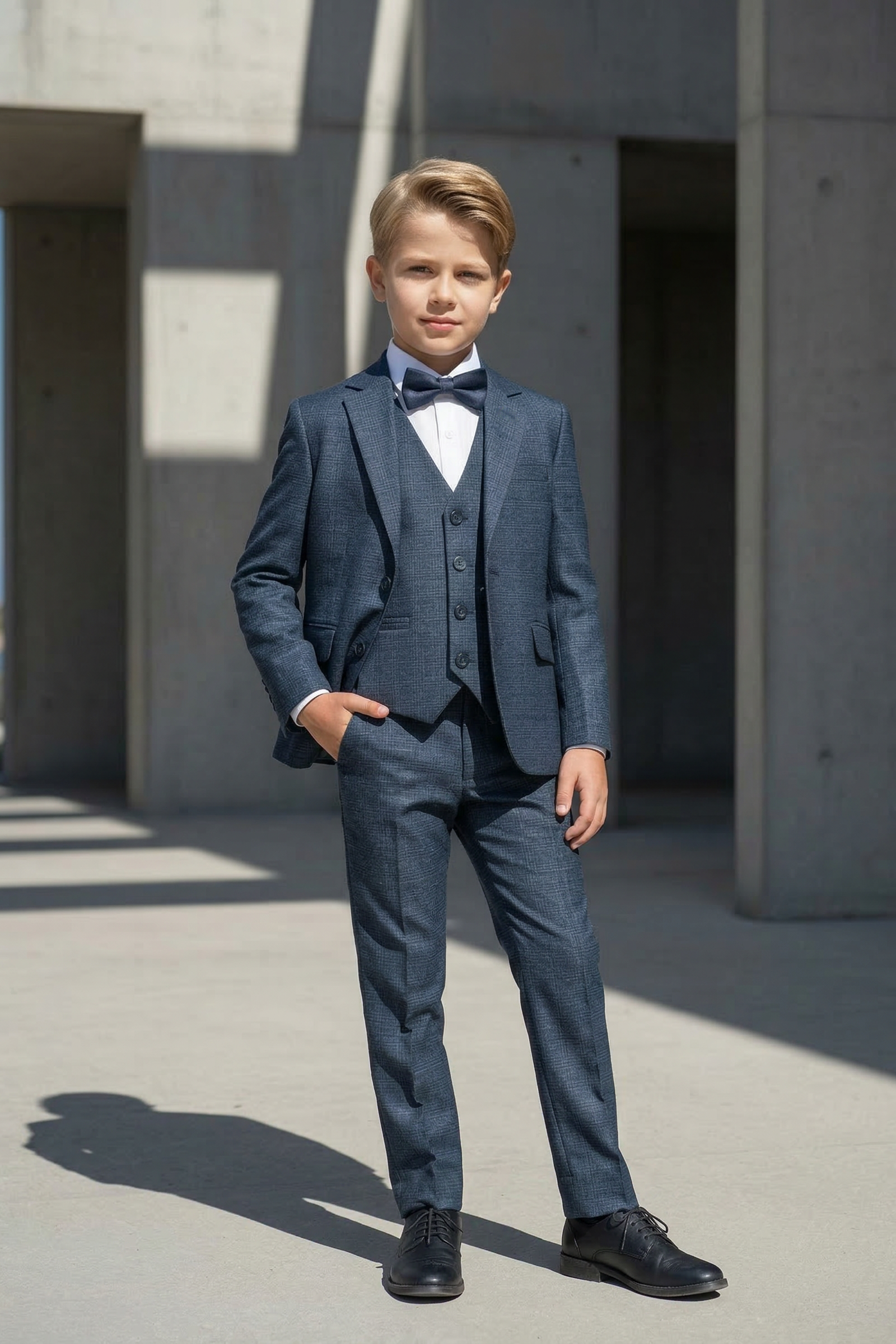 Navy Blue Single-Breasted 3-Piece Suit