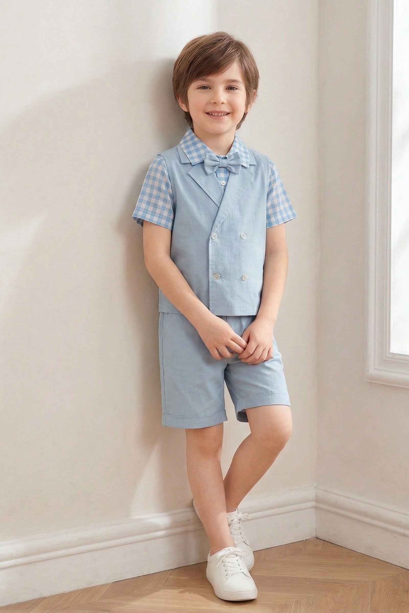 Blue Double-Breasted 2-Piece Set