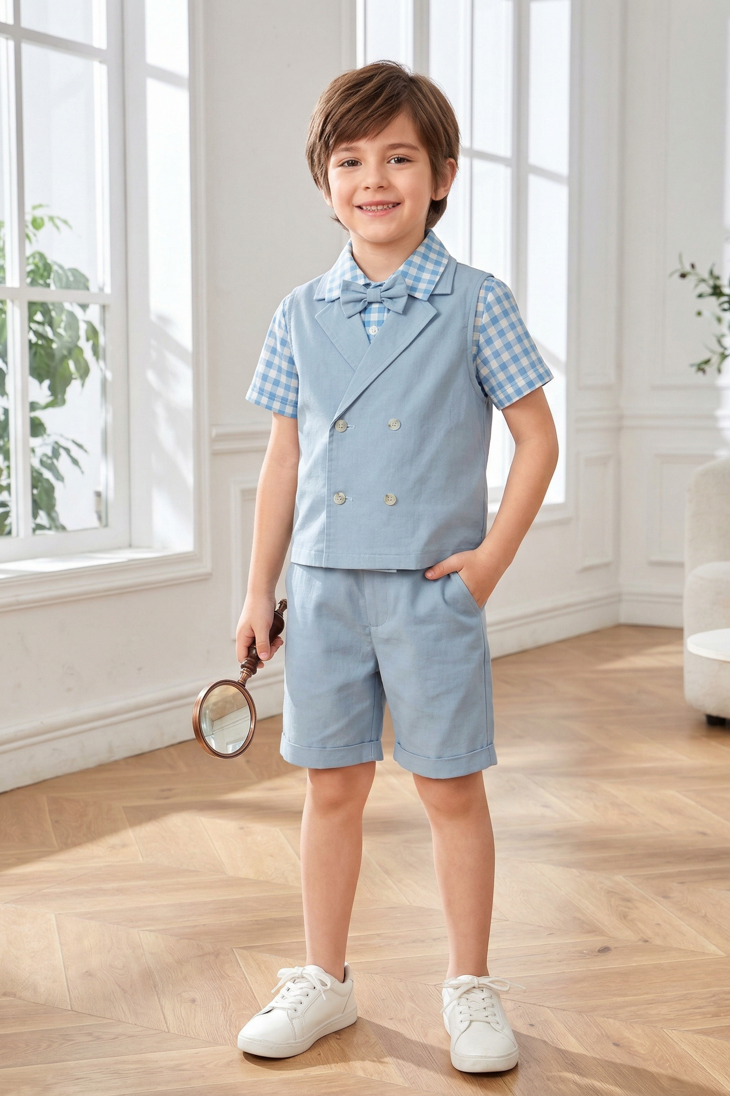 Blue Double-Breasted 2-Piece Set