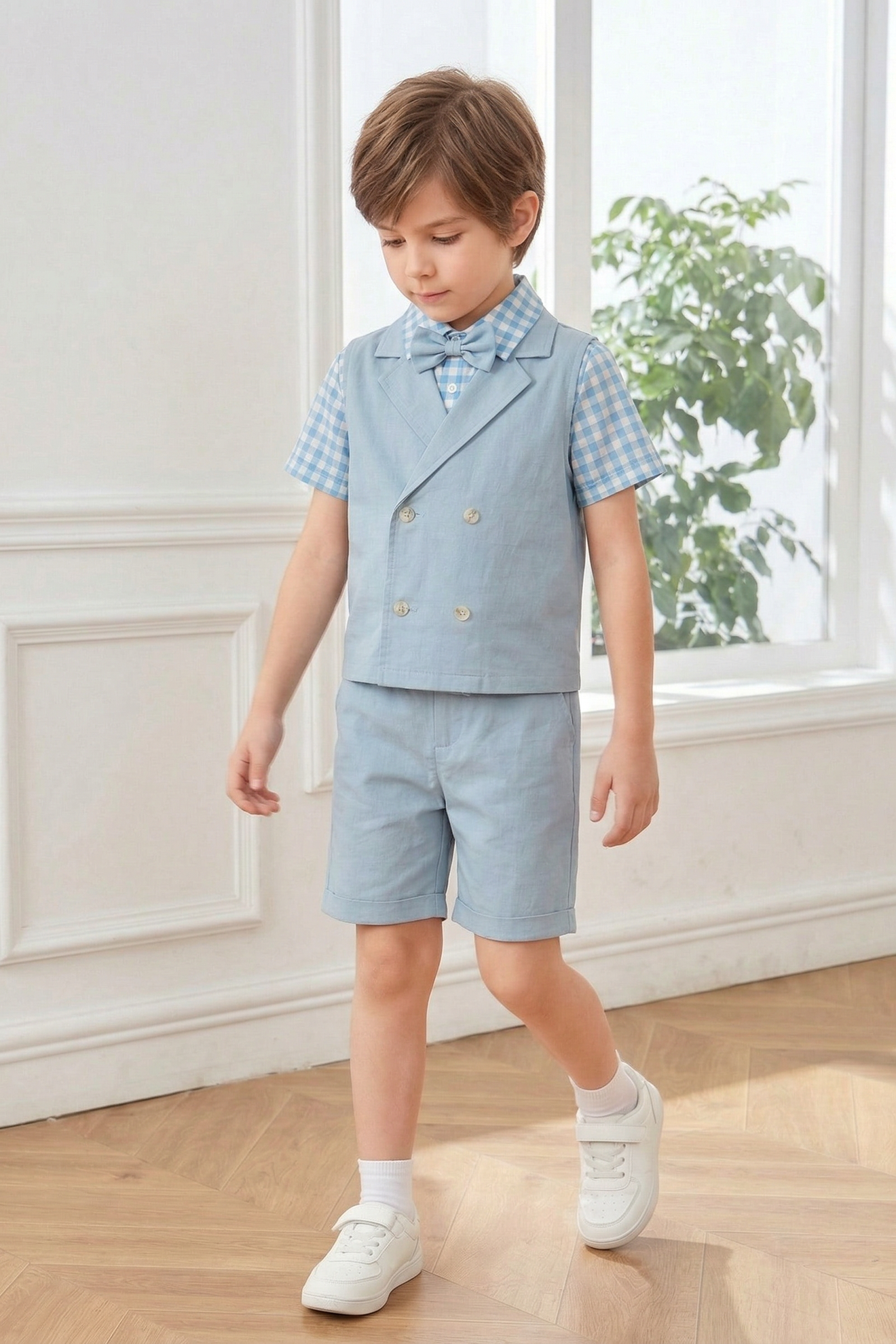 Blue Double-Breasted 2-Piece Set