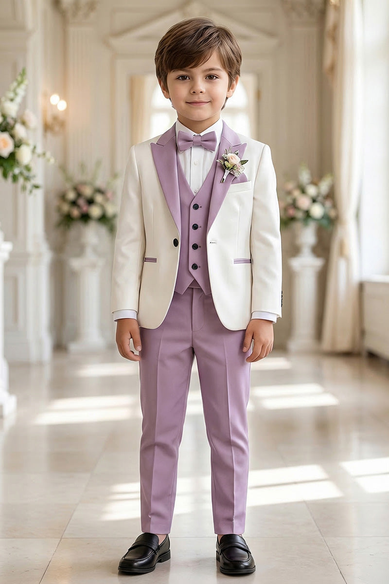 Boys Ivory & Lavender 3-Piece Suit