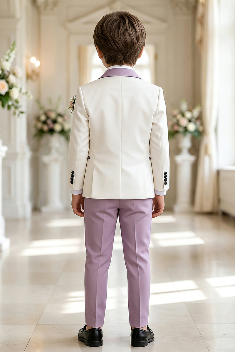 Boys Ivory & Lavender 3-Piece Suit
