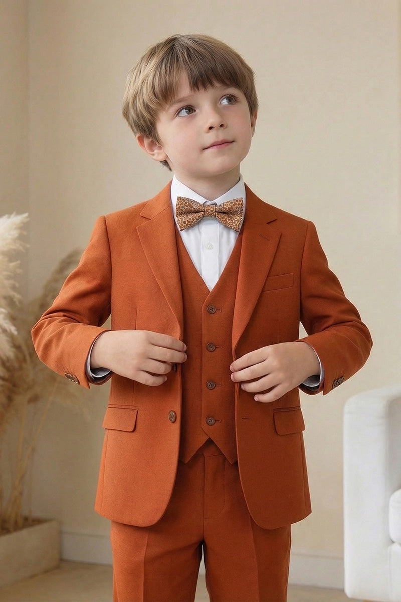 Boys Rust Orange 3-Piece Suit