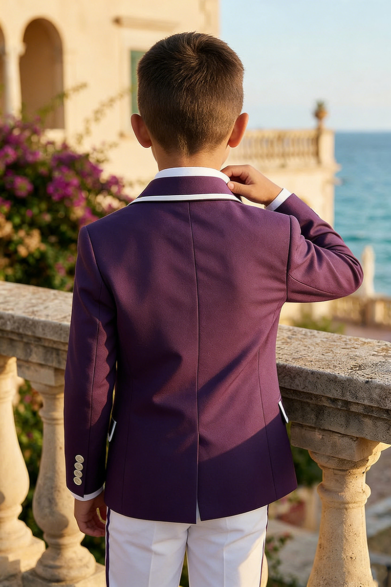 Boys Purple Double-Breasted Blazer