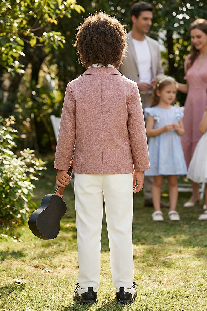 Boys Dusty Pink Linen-Blend 2-piece Suit