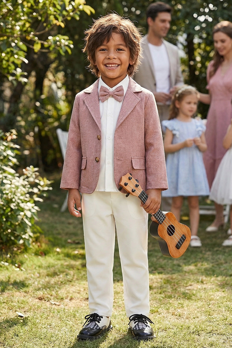 Boys Dusty Pink Linen-Blend 2-piece Suit