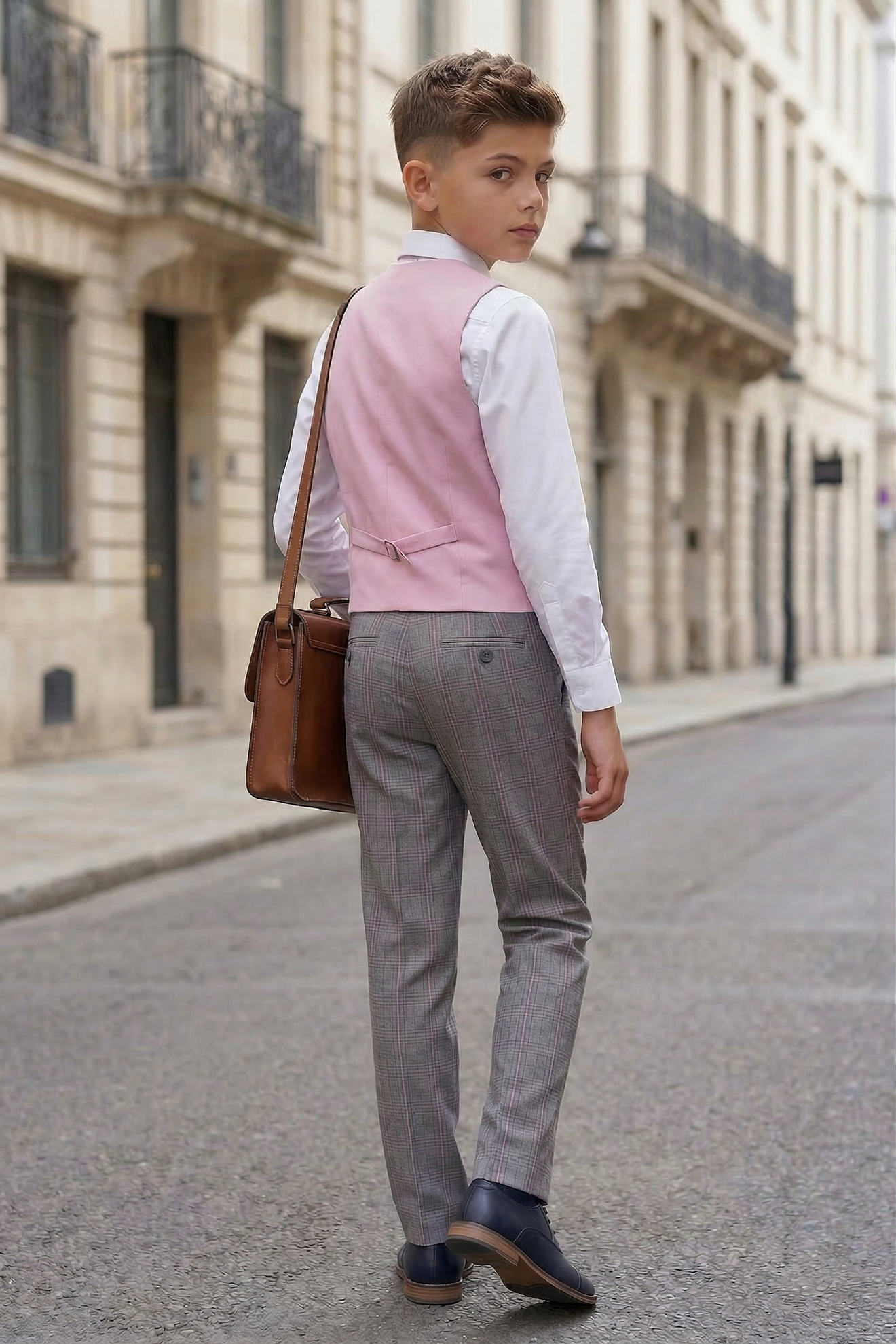 Pink V-neck Single-Breasted Vest