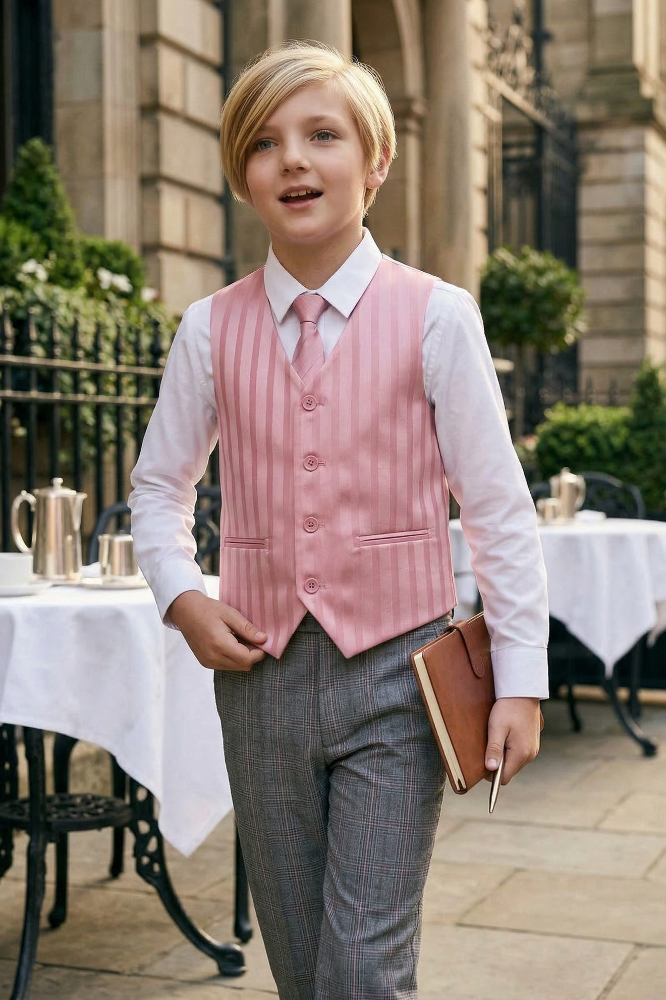 Pink Satin Striped Vest
