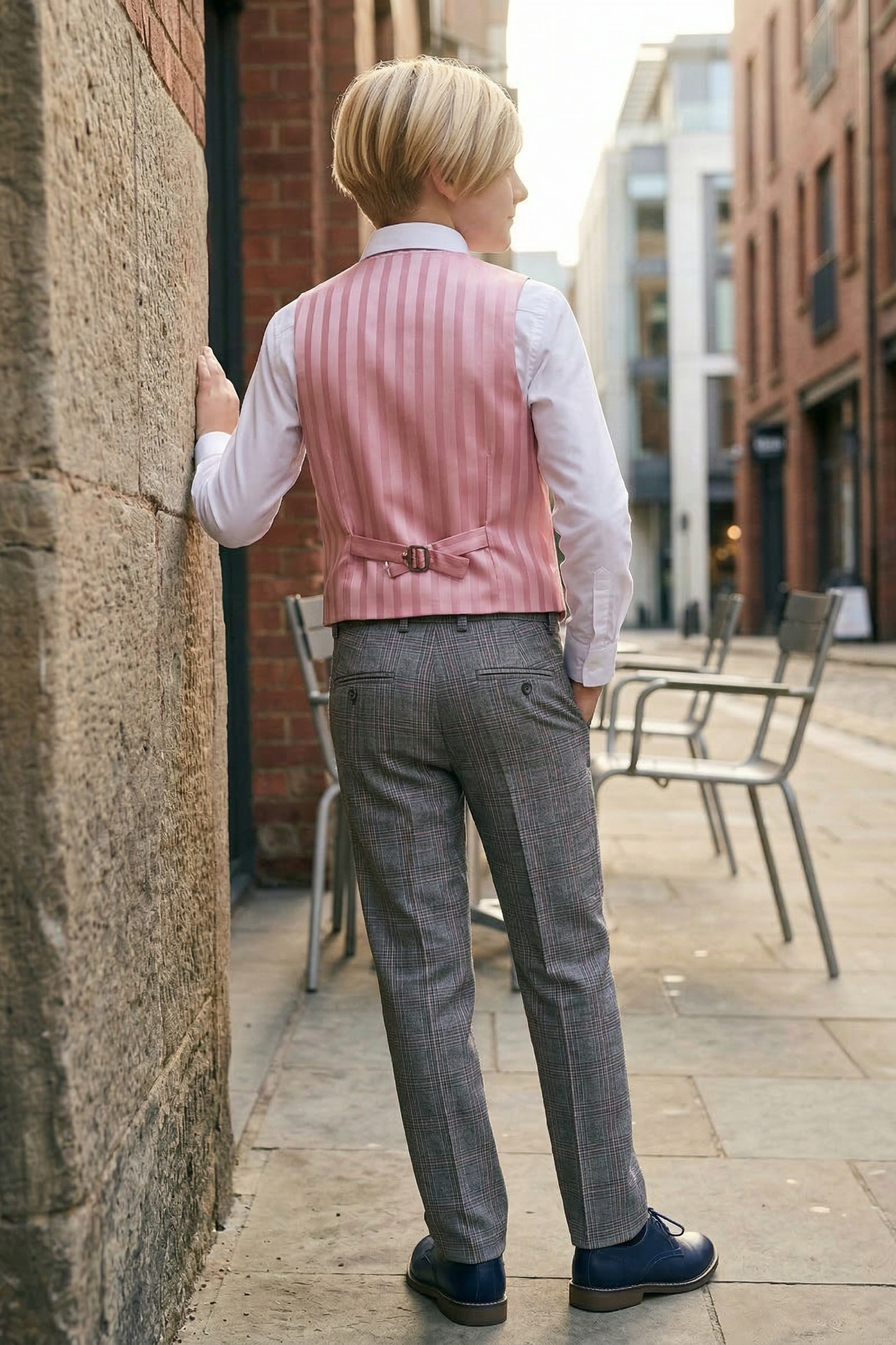 Pink Satin Striped Vest