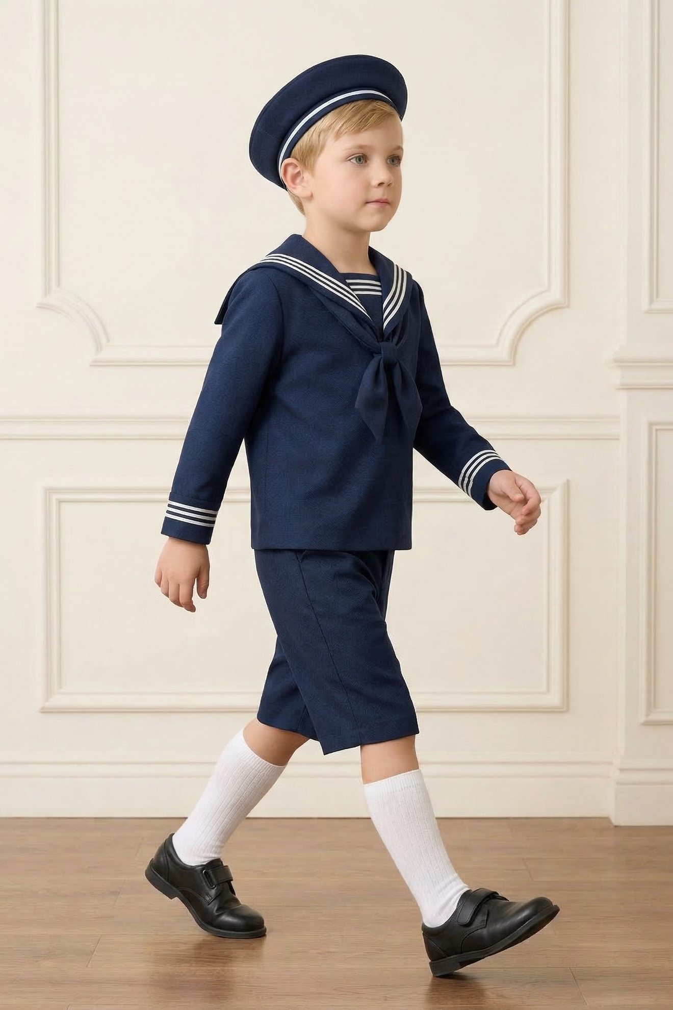 Dark Blue Striped Shirt 2-Piece Set