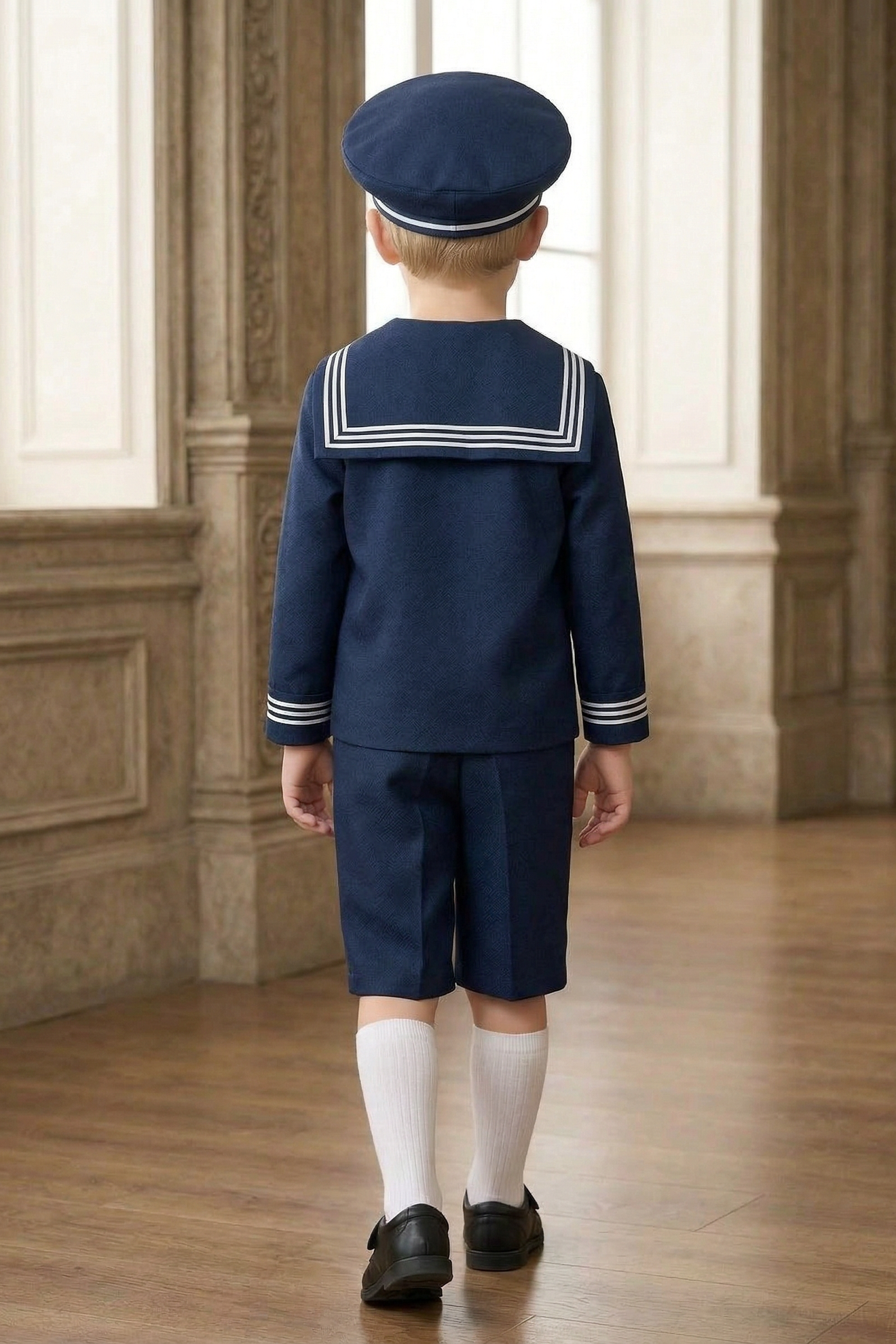 Dark Blue Striped Shirt 2-Piece Set