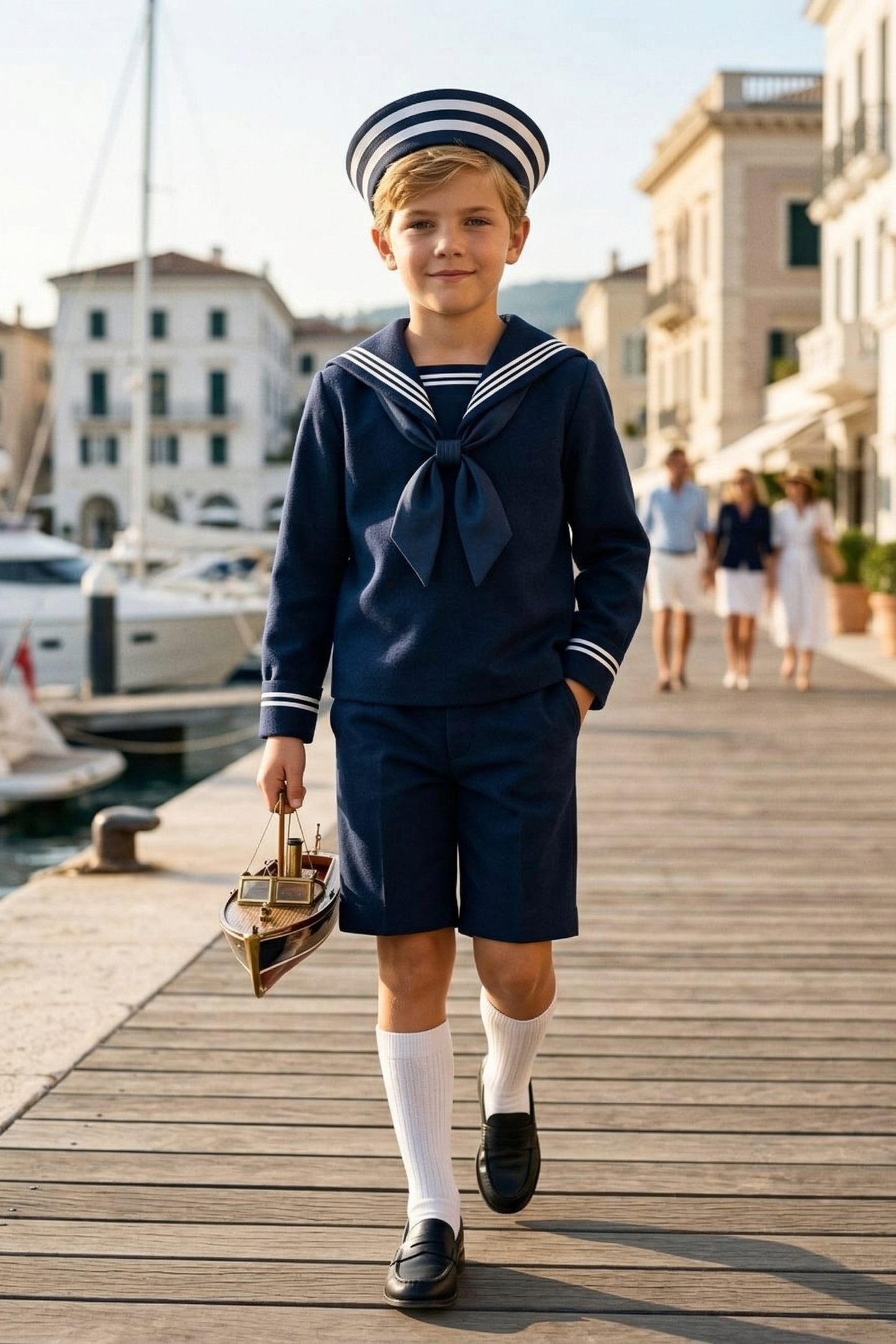Dark Blue Striped Shirt 2-Piece Set