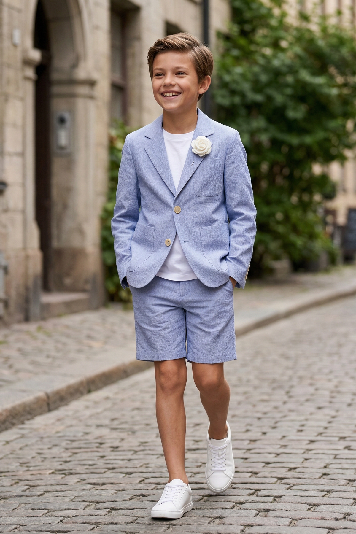 Light Blue Single-Breasted 2-Piece Suit