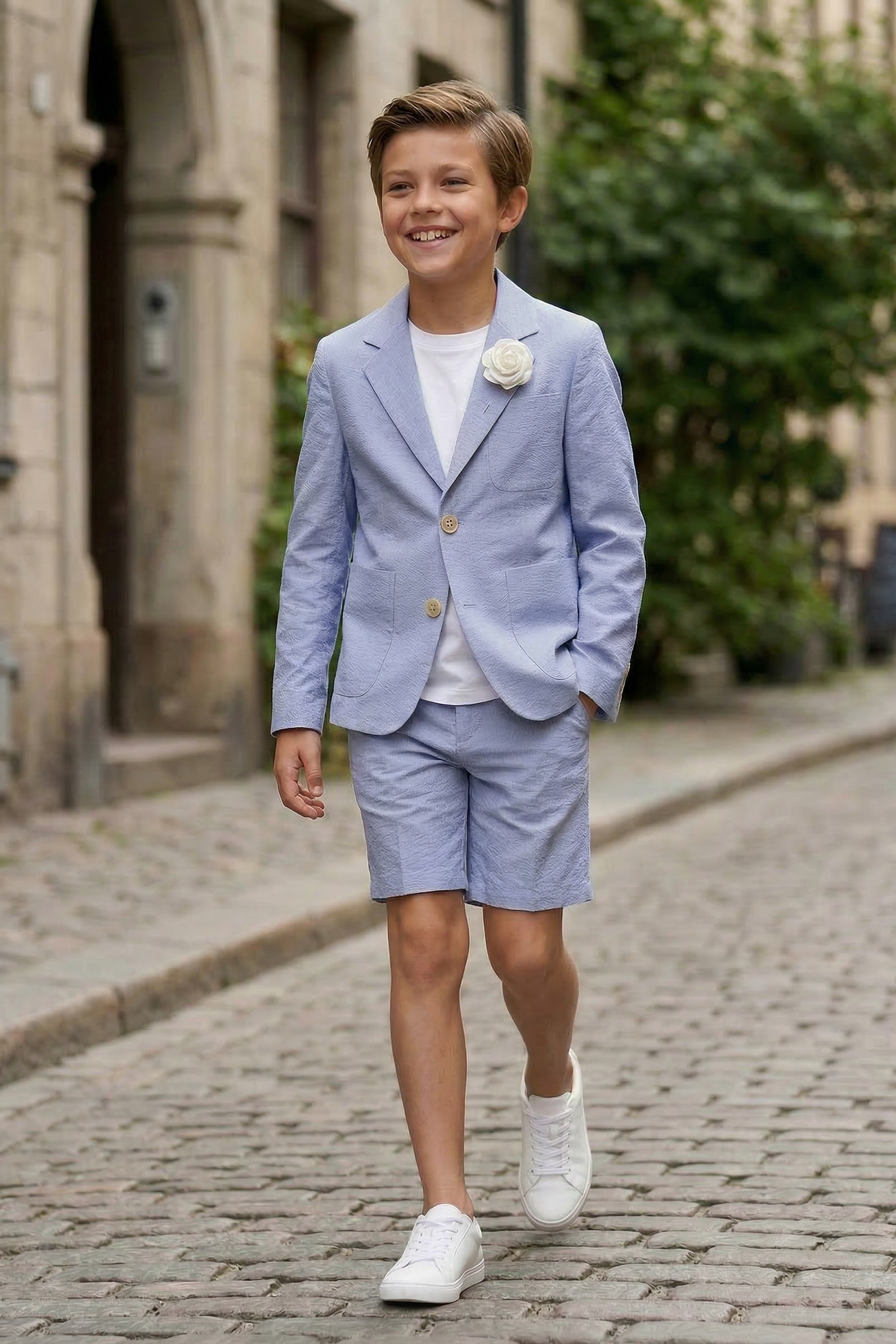 Light Blue Single-Breasted 2-Piece Suit