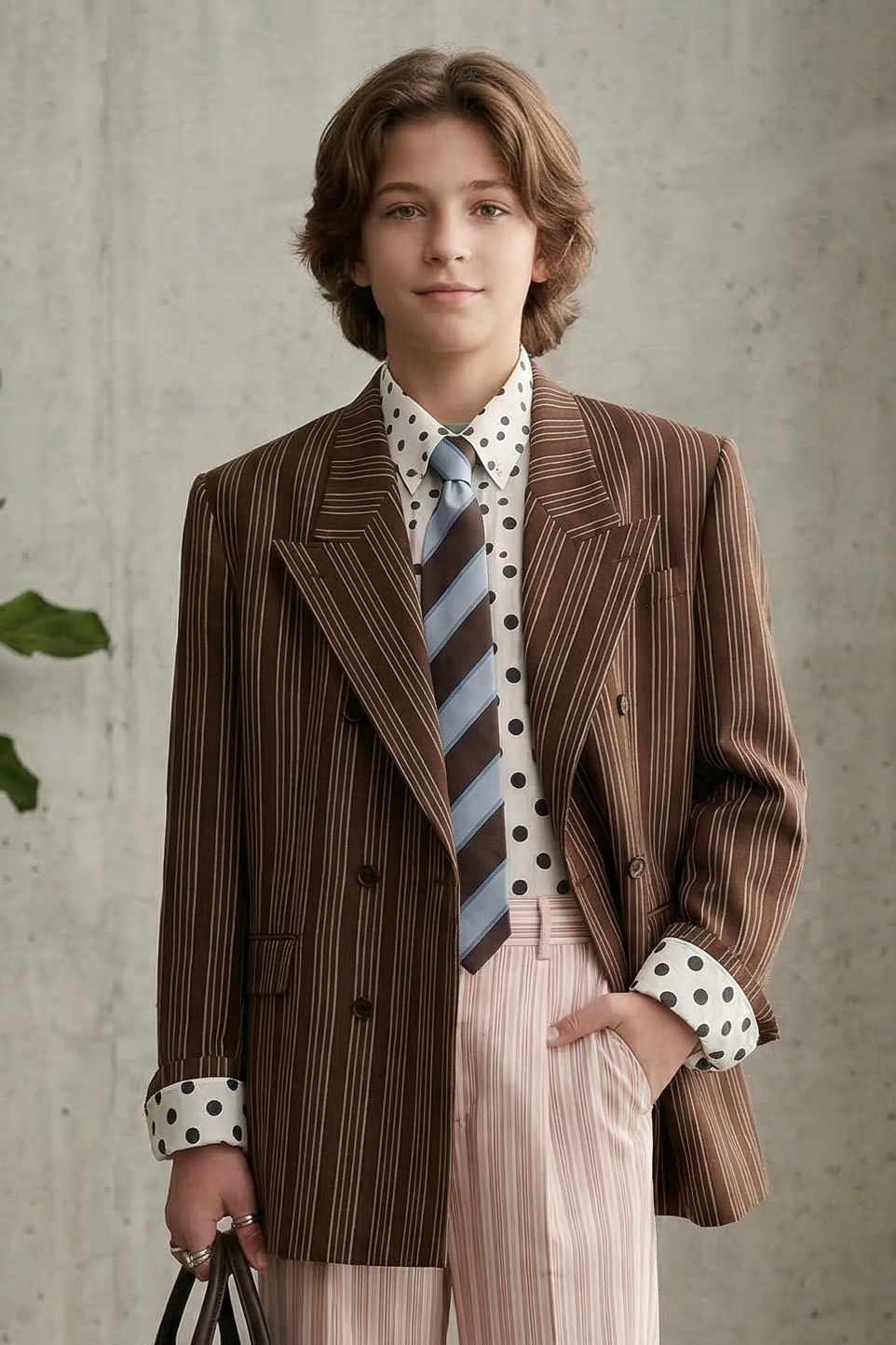 Brown Striped Double-Breasted Suit