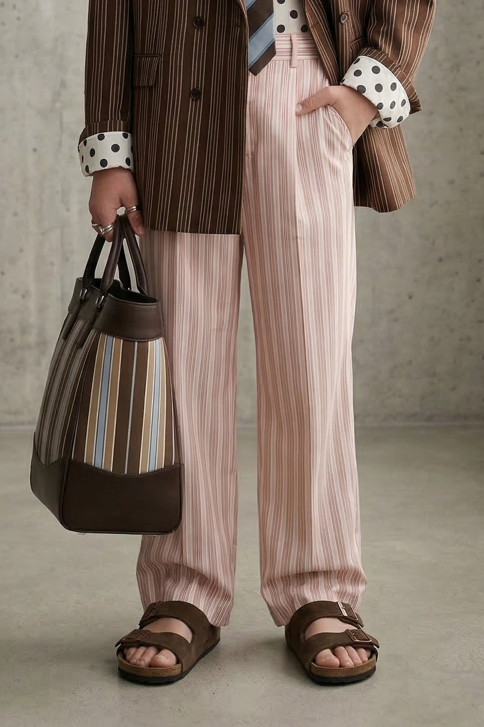 Pink Striped Straight Leg Pants