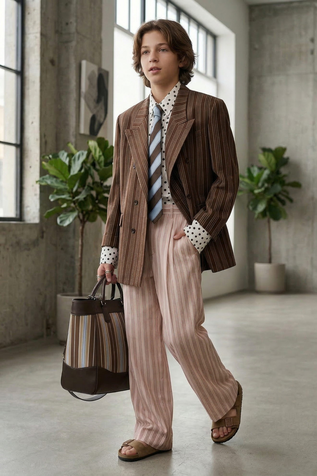 Pink Striped Straight Leg Pants
