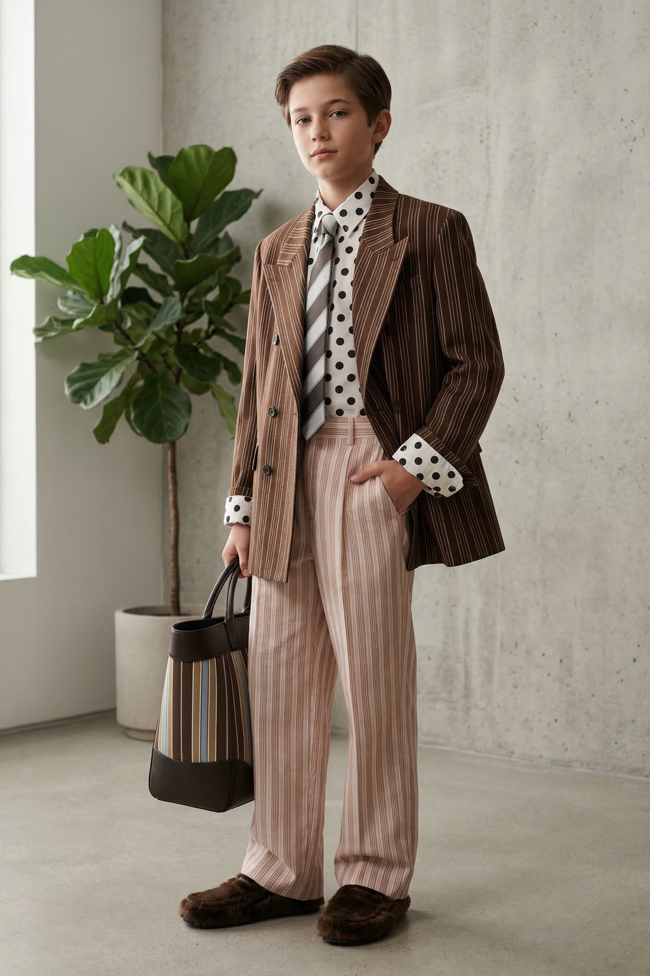Pink Striped Straight Leg Pants