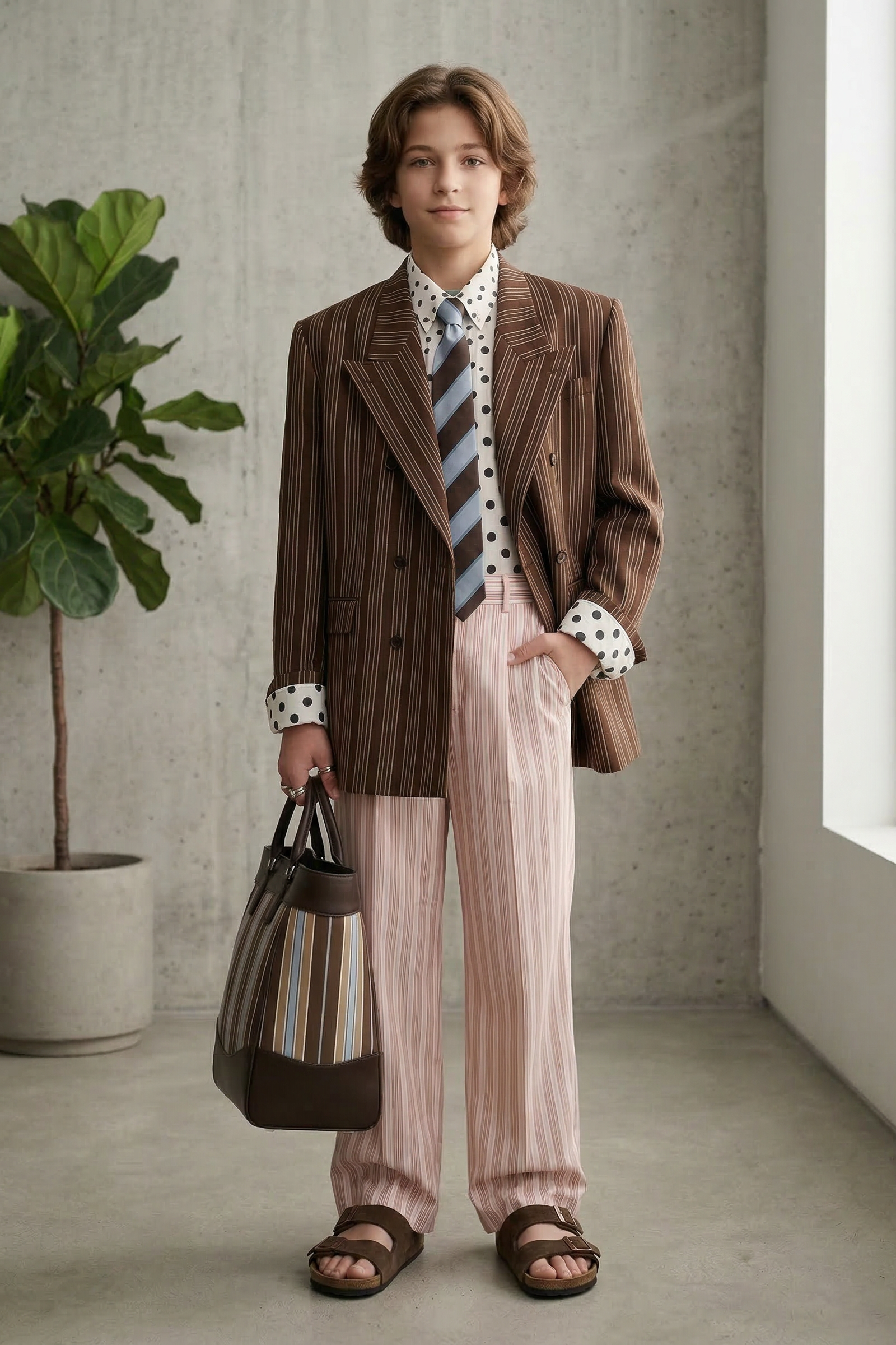 Pink Striped Straight Leg Pants