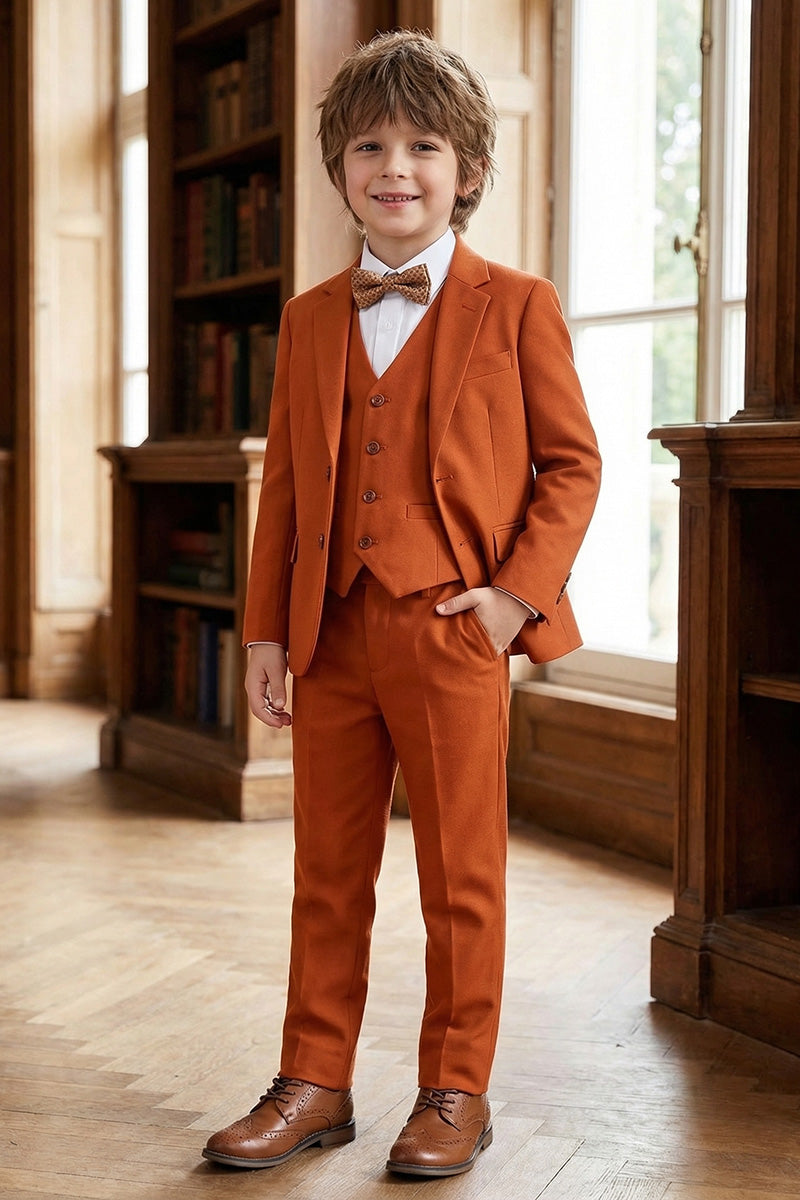 Boys Rust Orange 3-Piece Suit