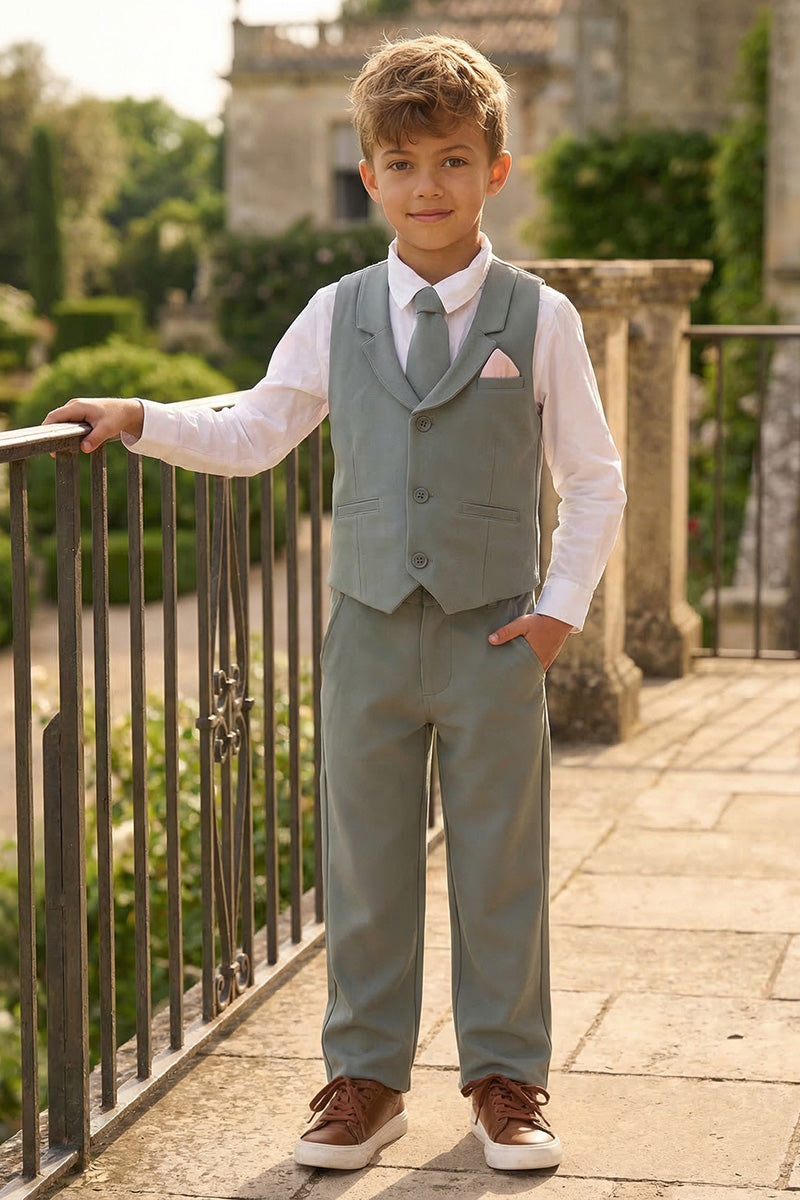 Boys Sage Green Vest & Trousers Set