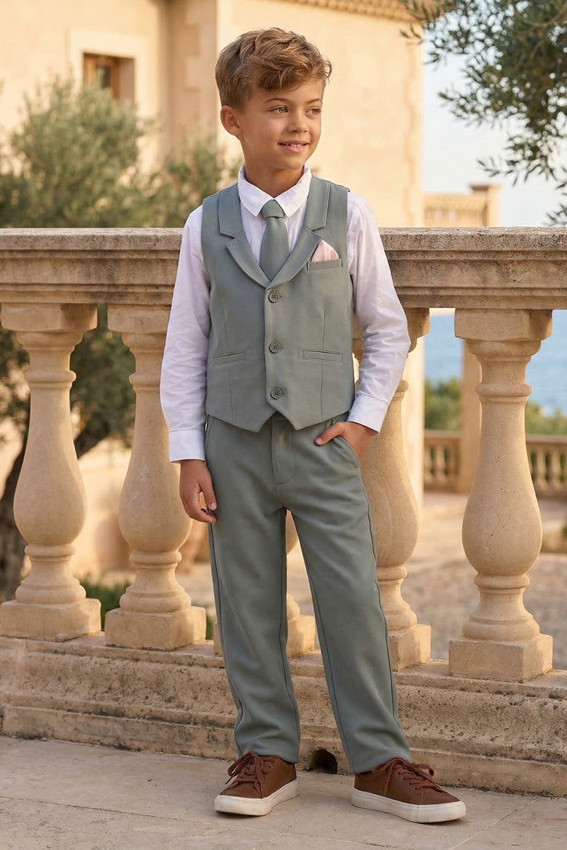Boys Sage Green Vest & Trousers Set