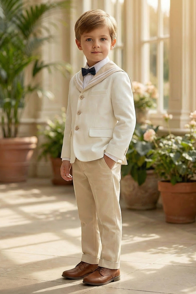 Boys Ivory & Beige 2-piece Suit