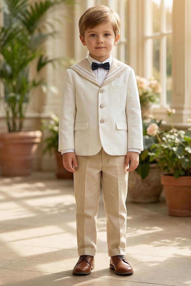 Boys Ivory & Beige 2-piece Suit