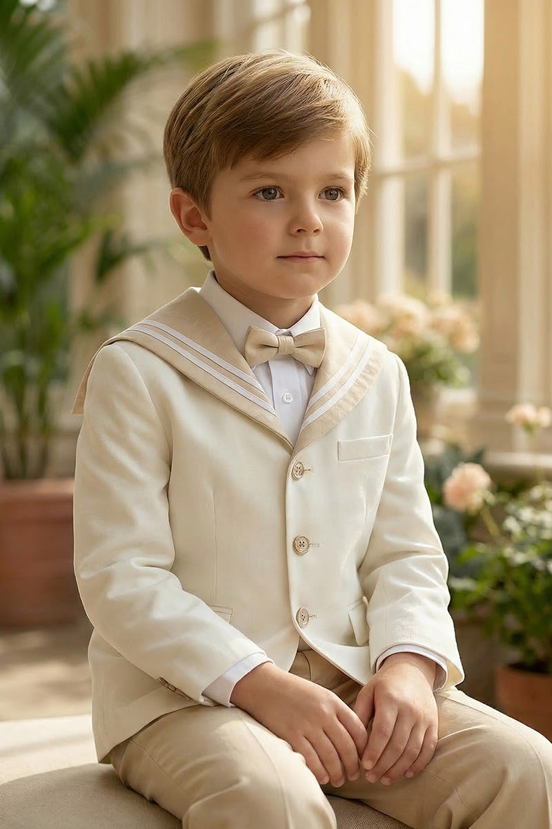 Boys Ivory & Beige 2-piece Suit