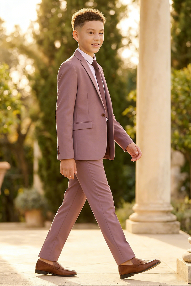 Boys Dusty Rose 2-Piece Suit for Garden Weddings