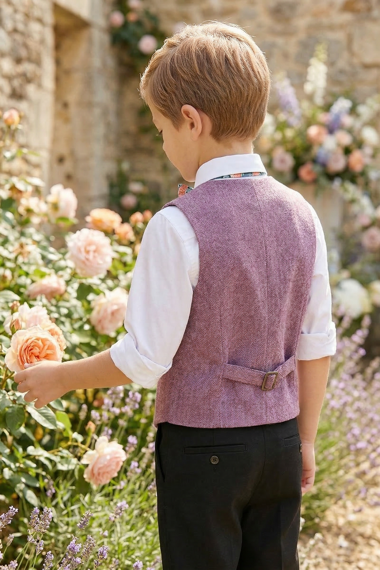 Pink V-neck Single-Breasted Vest
