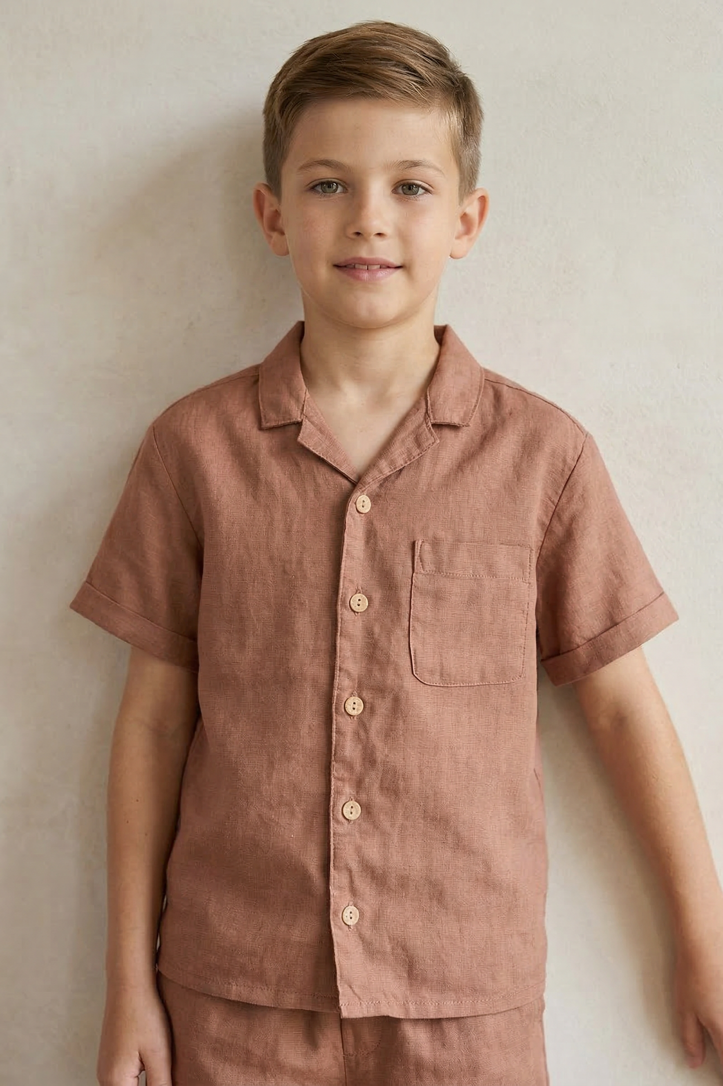 Light Reddish-Brown Shirt 2-Piece Set