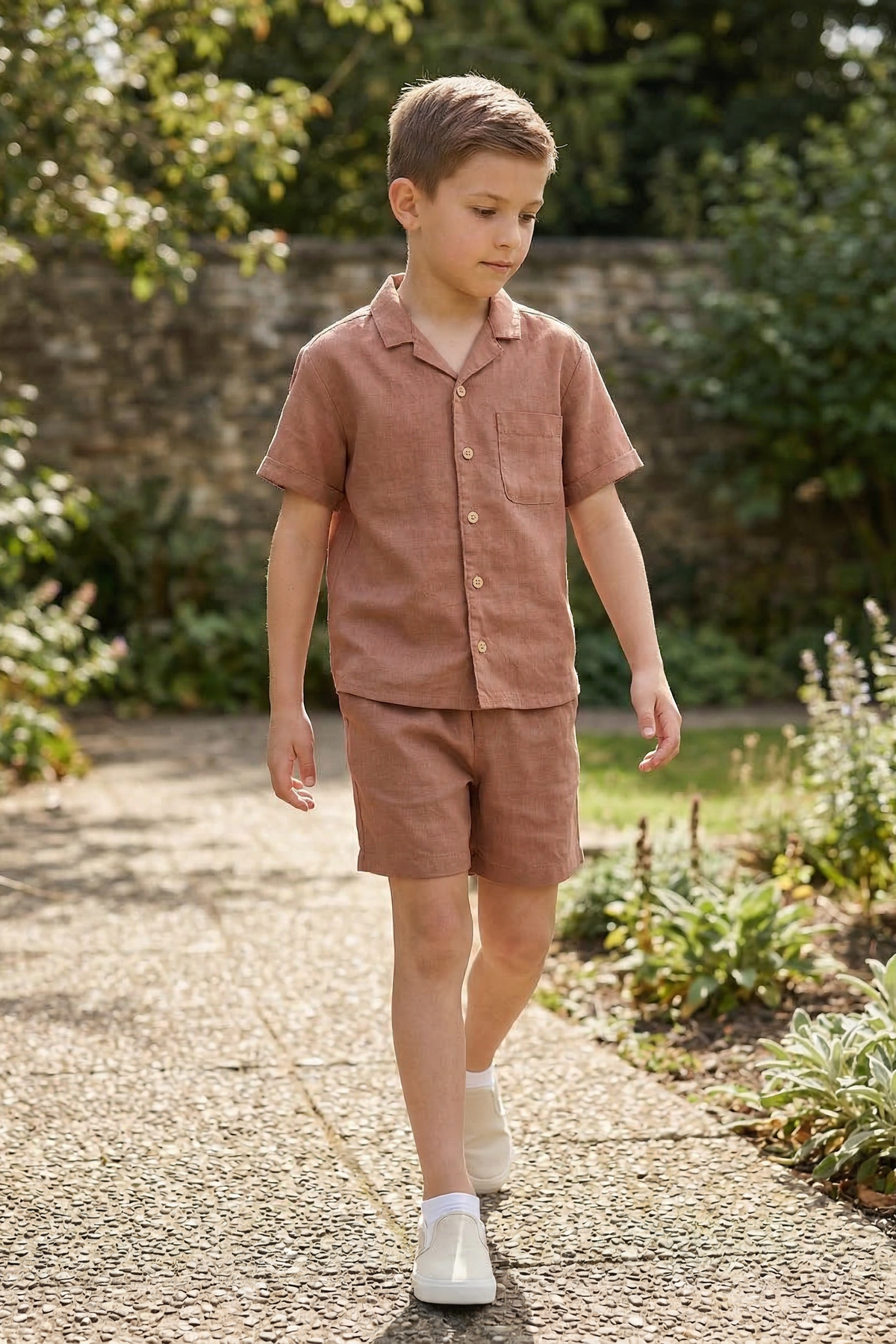 Light Reddish-Brown Shirt 2-Piece Set